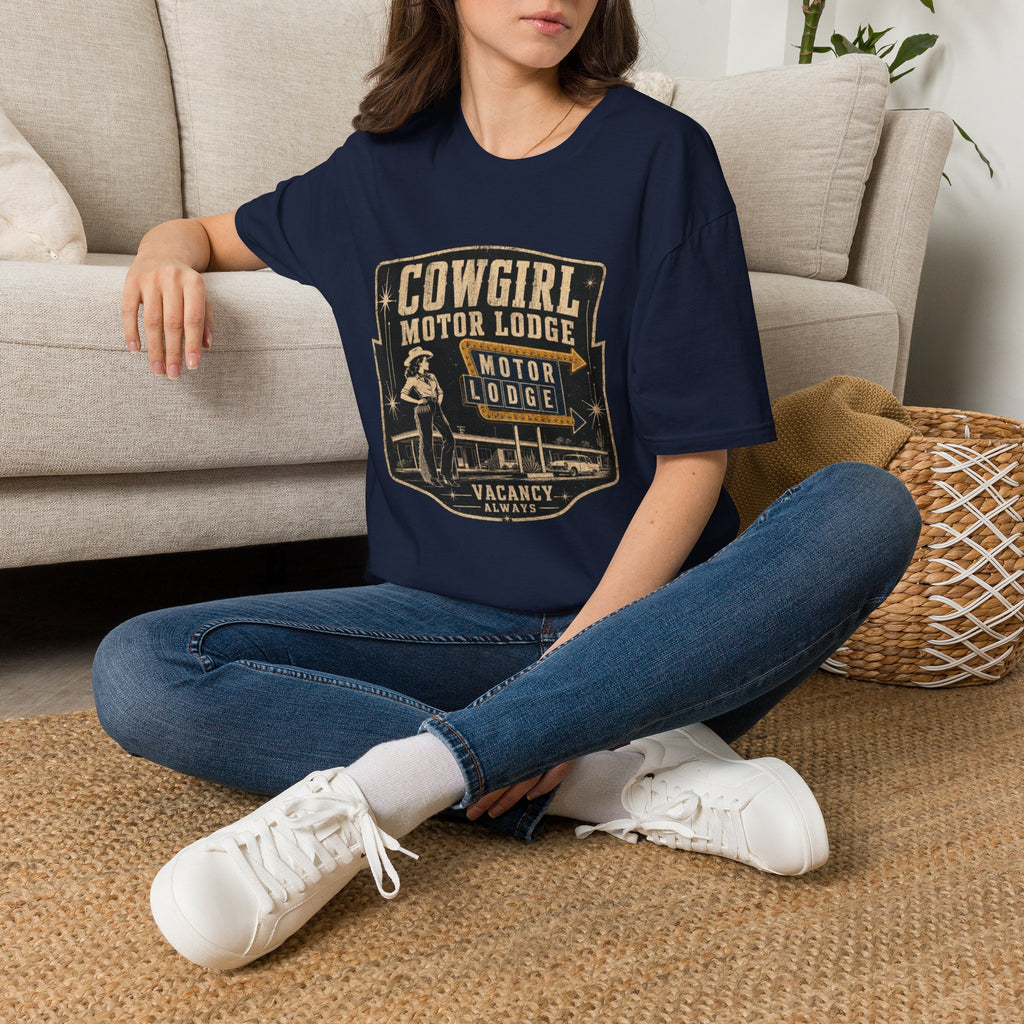 Cowgirl Motor Lodge Vintage Graphic T‑Shirt — Retro Western Travel Tee