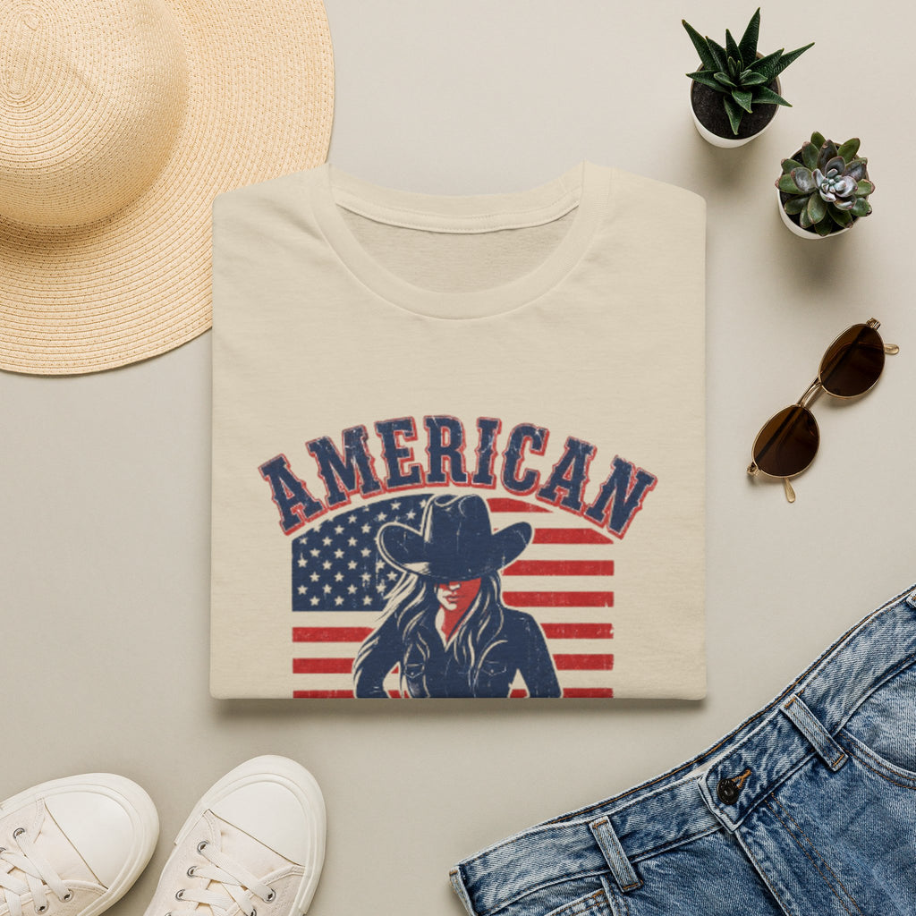 American Cowgirl T-Shirt — Vintage Flag Western Tee