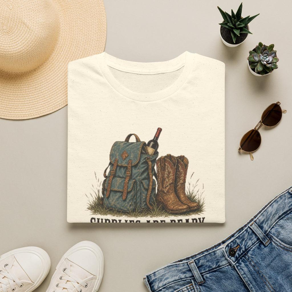 Camping Backpack & Boots T-Shirt — “Supplies Are Ready” Outdoor Tee