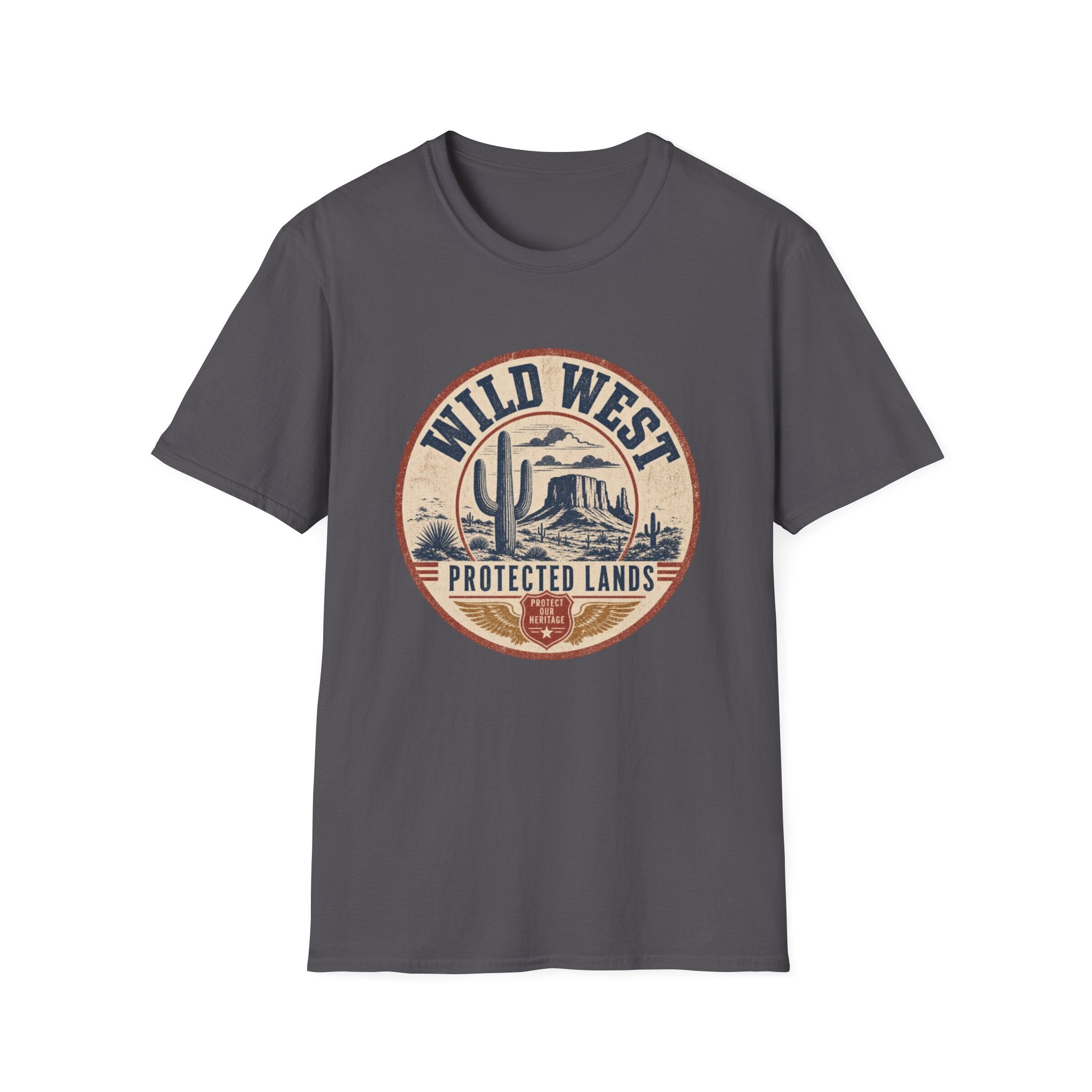 Wild West Vintage T-Shirt — "Wild West Protected Lands" Desert Cactus Graphic