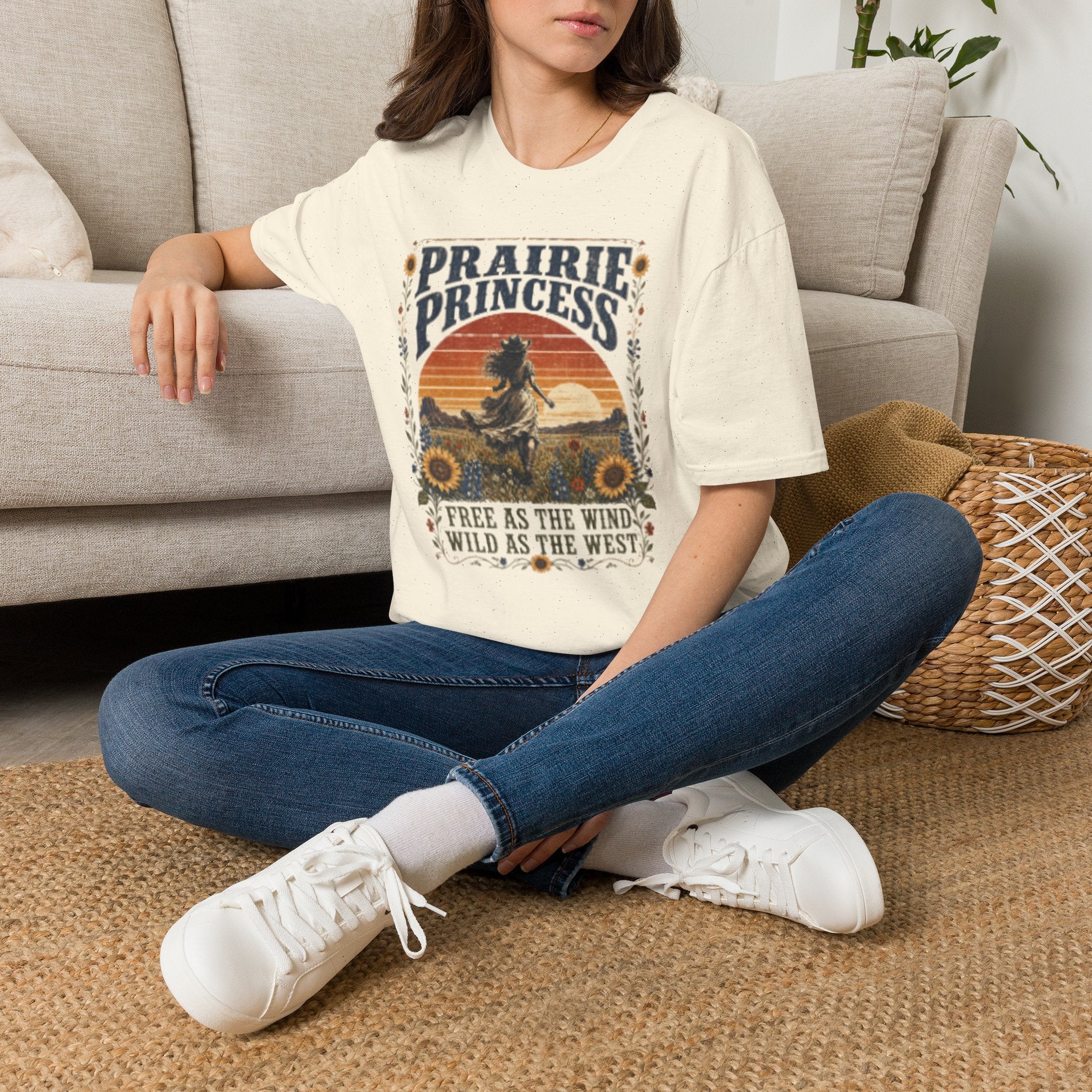 Prairie Princess T-Shirt — Vintage Sunset Cowgirl Tee