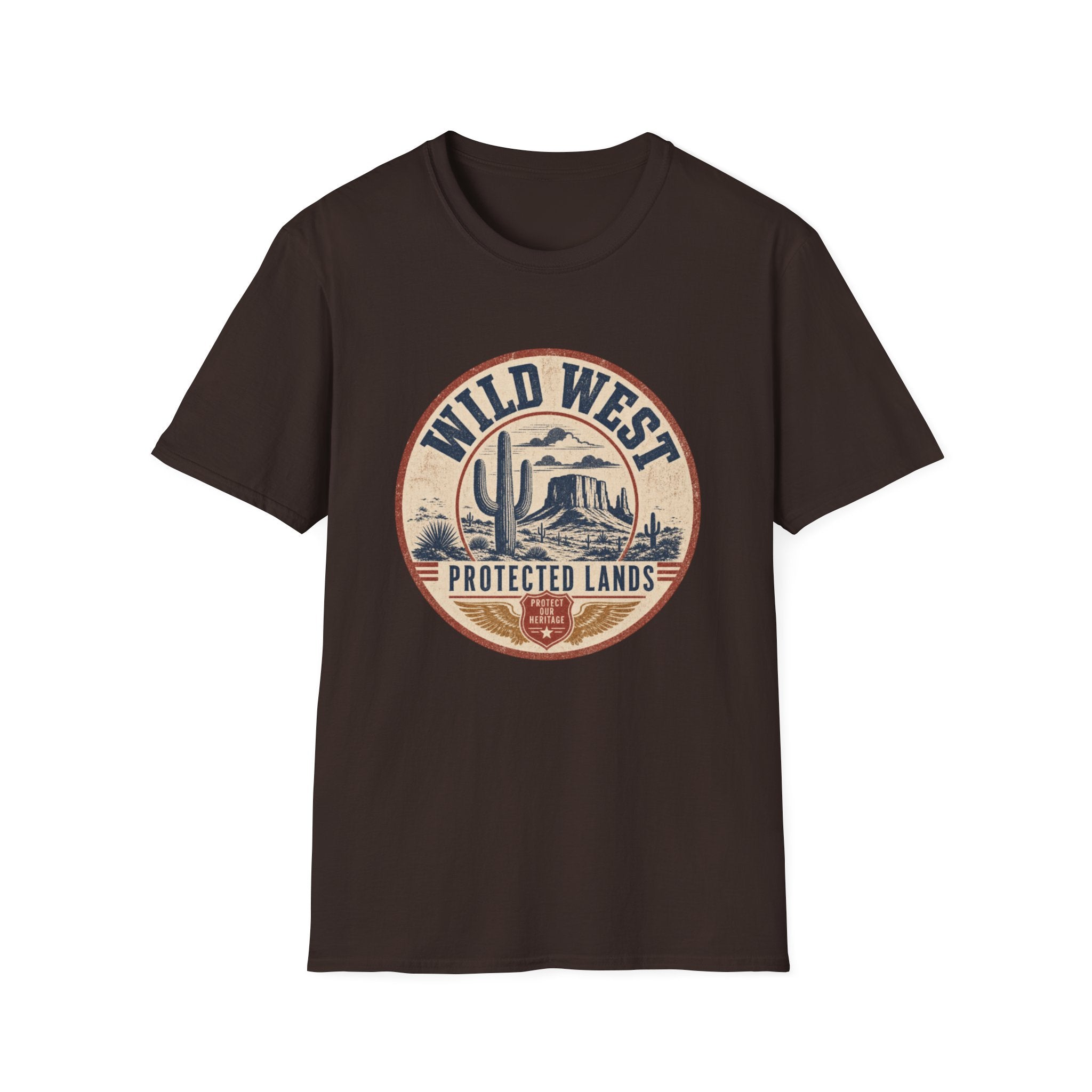 Wild West Vintage T-Shirt — "Wild West Protected Lands" Desert Cactus Graphic