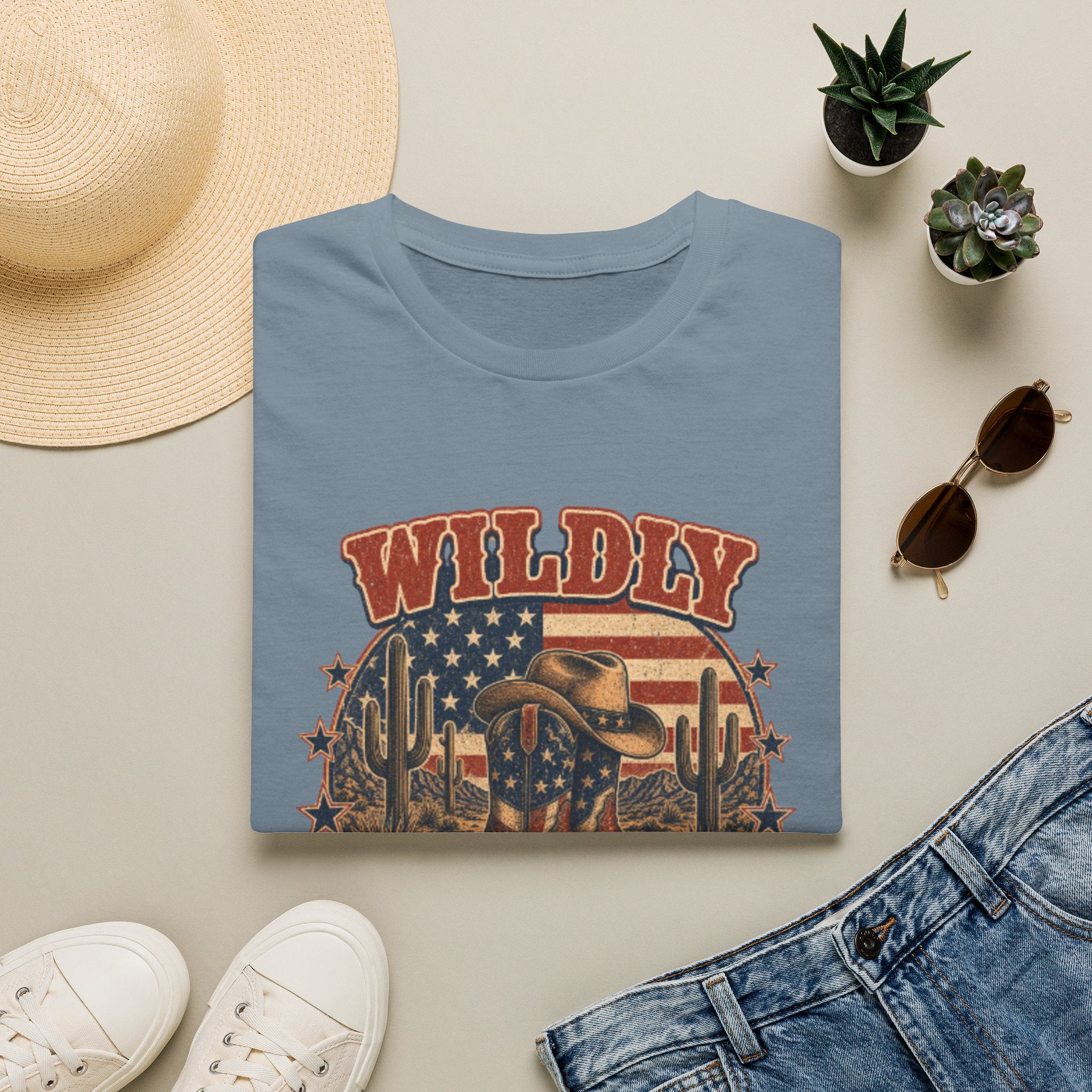 Wildly American T-Shirt — Vintage Cowboy Flag Graphic