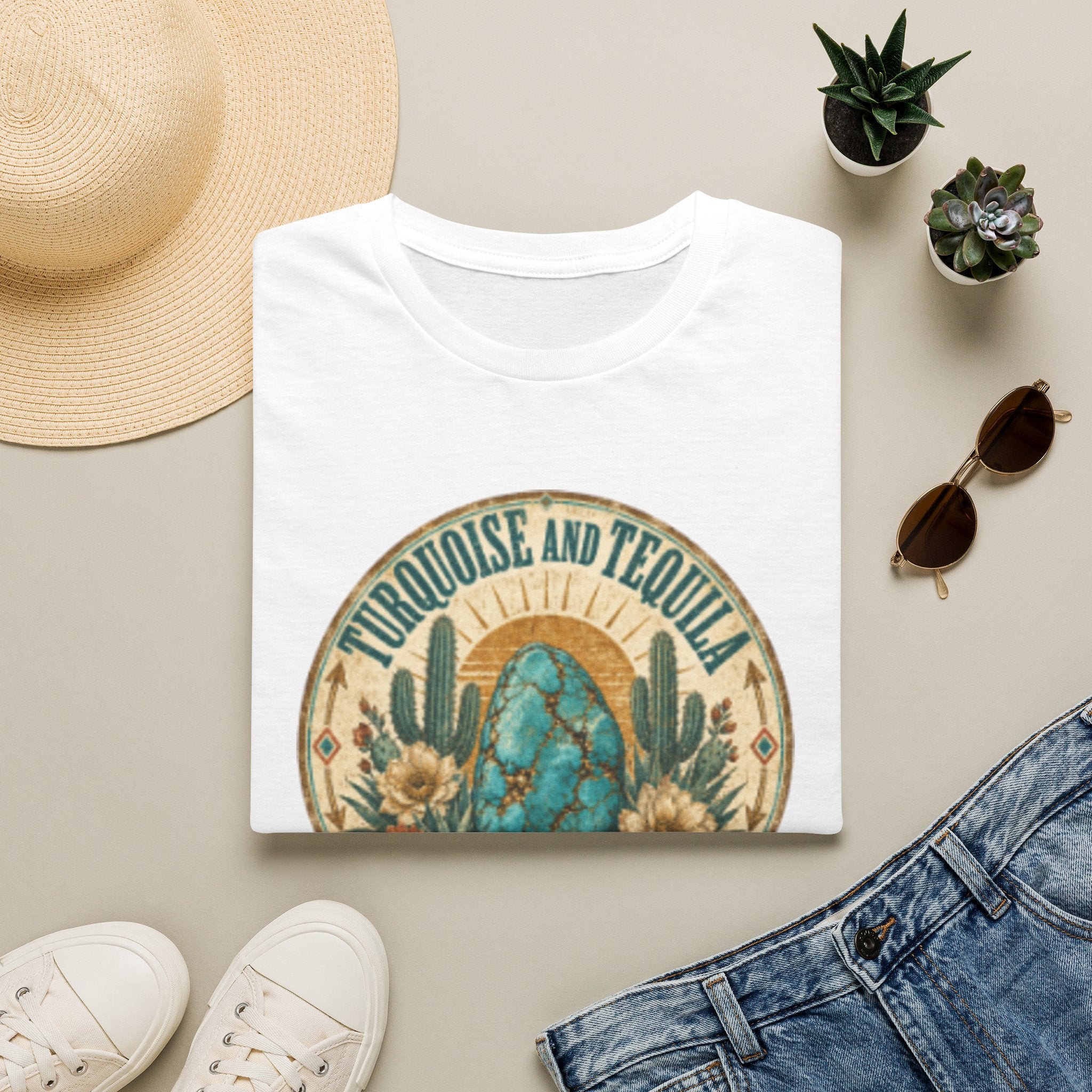 Turquoise & Tequila T-Shirt — Good for the Soul Desert Cactus Graphic
