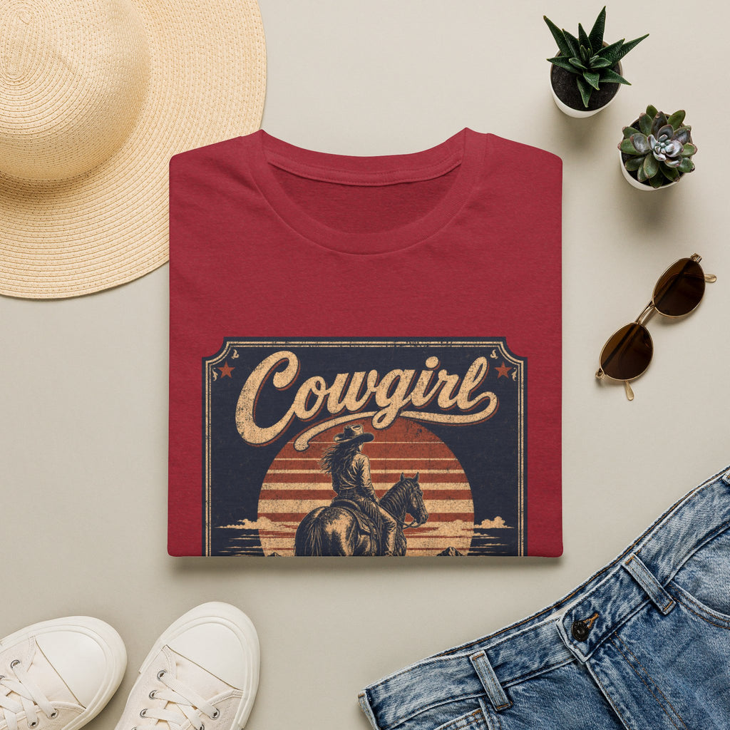 Cowgirl Vintage Graphic Tee — 'Cowgirl' Sunset Horse Riding T-Shirt