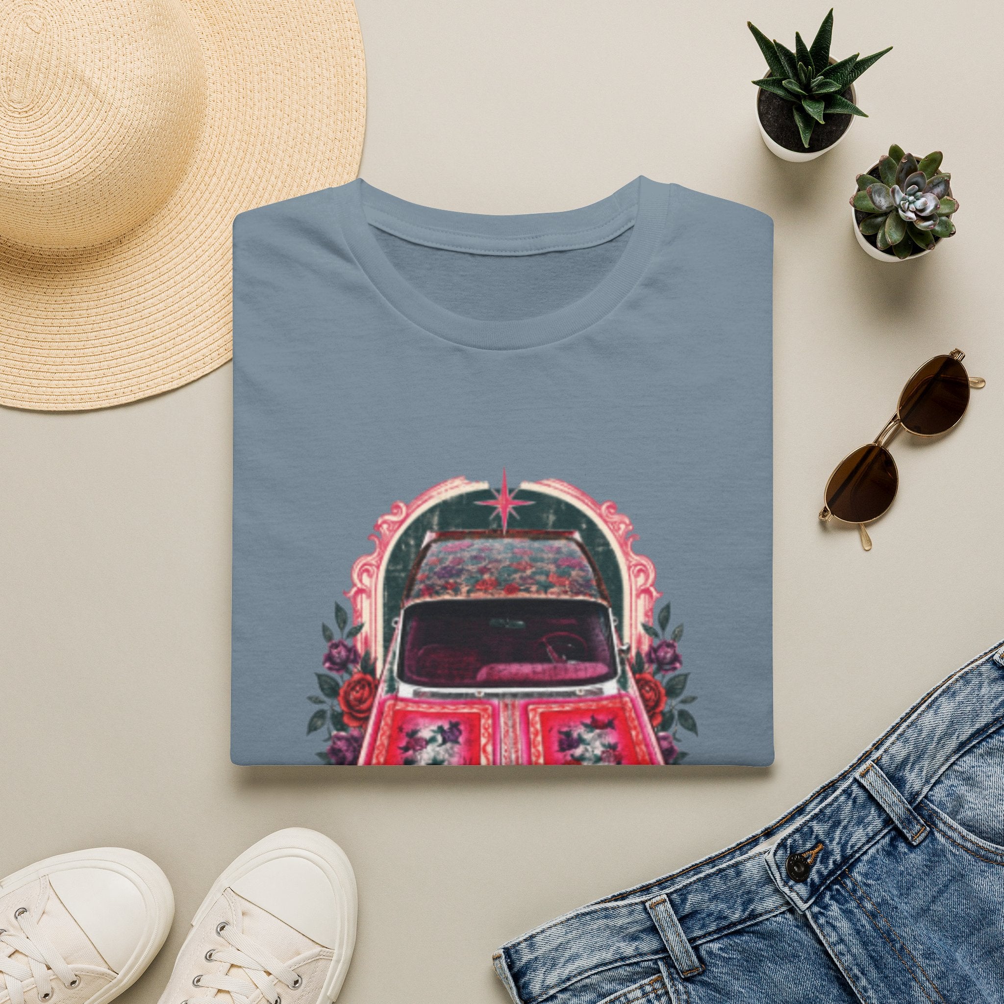 Vintage Floral Beetle T‑Shirt — Retro Flower Car Graphic Tee