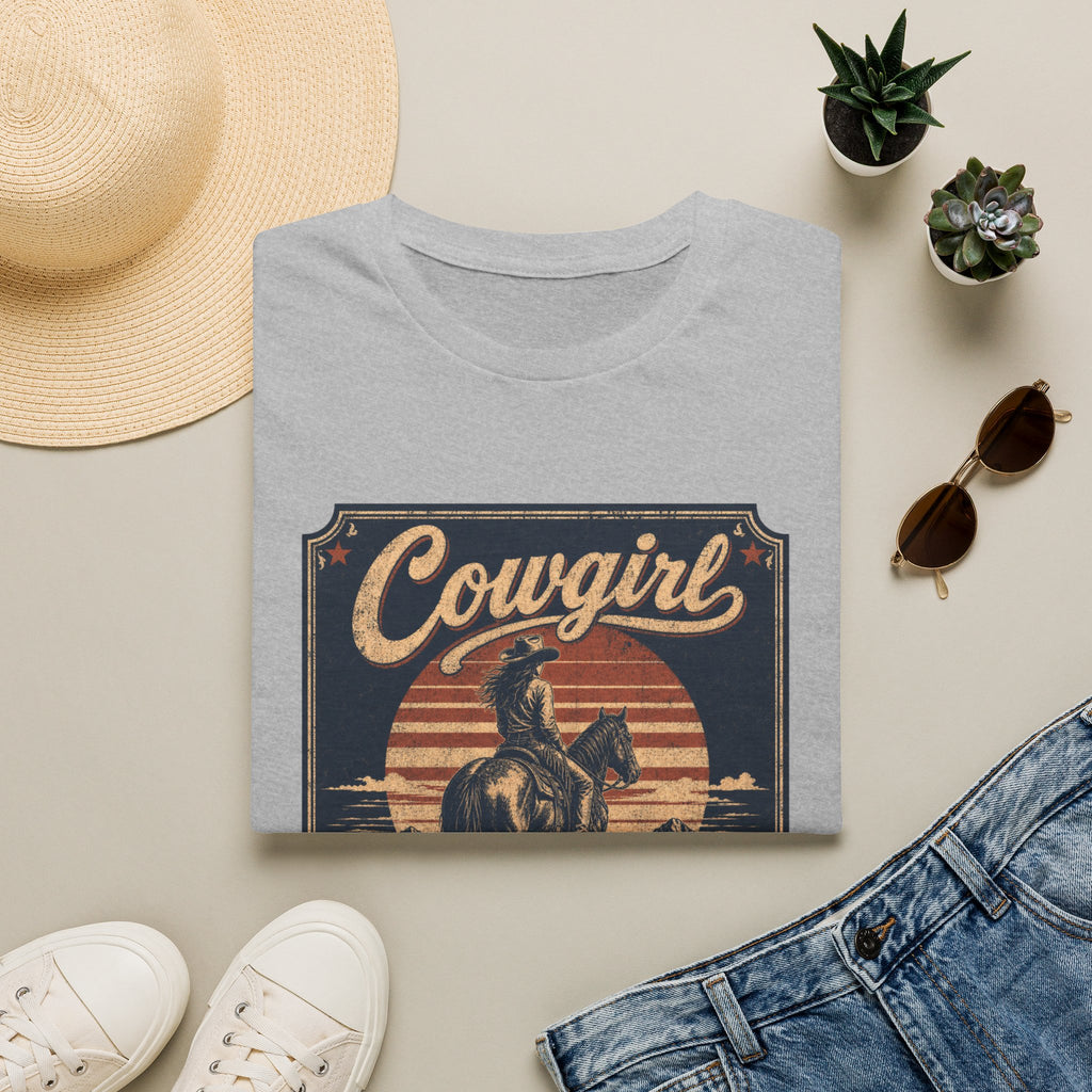 Cowgirl Vintage Graphic Tee — 'Cowgirl' Sunset Horse Riding T-Shirt