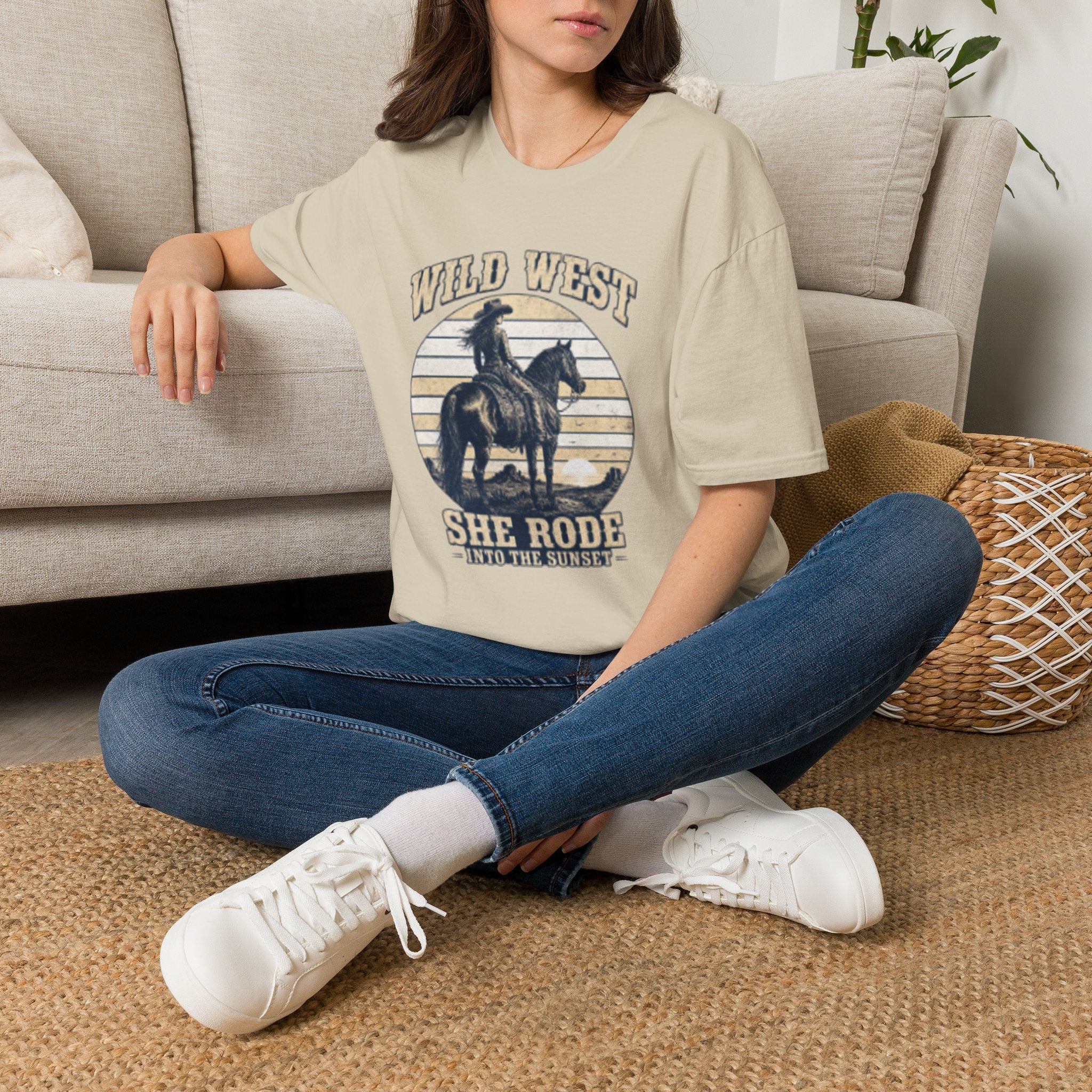 Wild West T-Shirt — Vintage Cowboy 'She Rode' Graphic