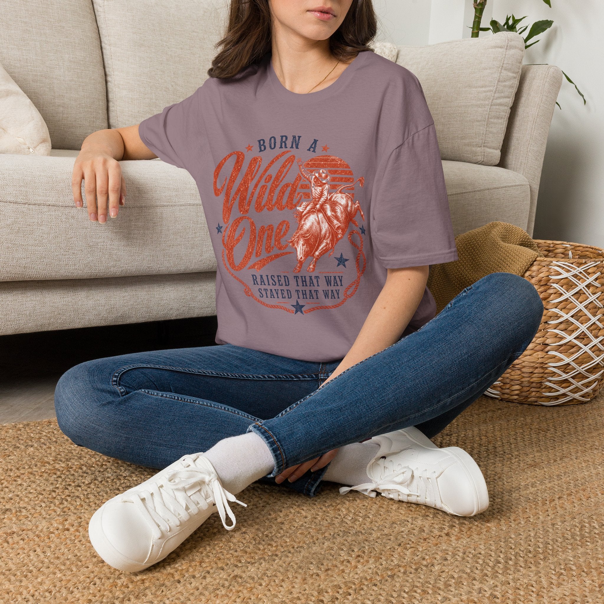 Born a Wild One T‑Shirt — Retro Rodeo Cowboy Graphic Tee