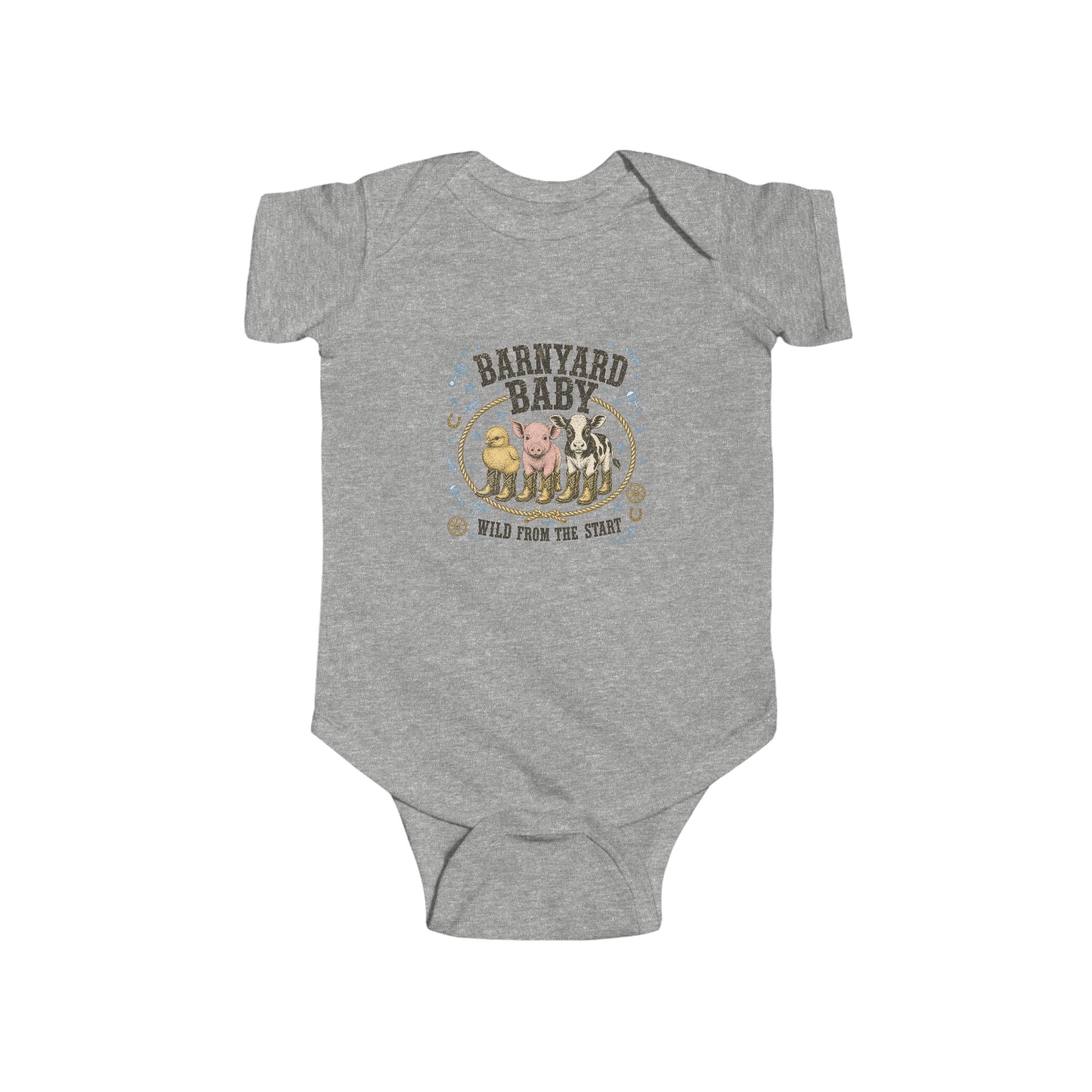 Baby Bodysuit — "Barnyard Baby" Farm Animal Infant Onesie