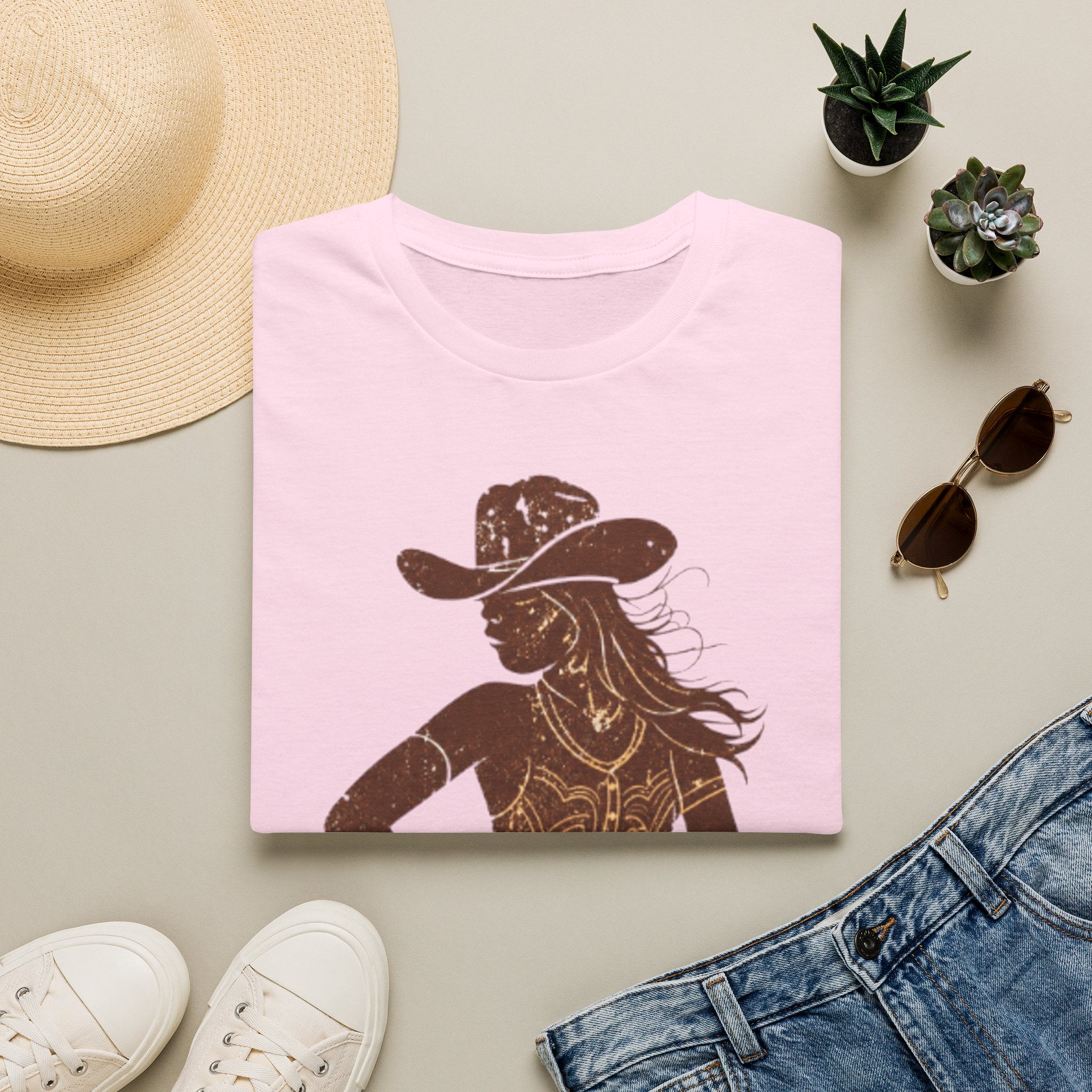 Cowgirl Silhouette T‑Shirt — Rustic Western Woman Graphic Tee