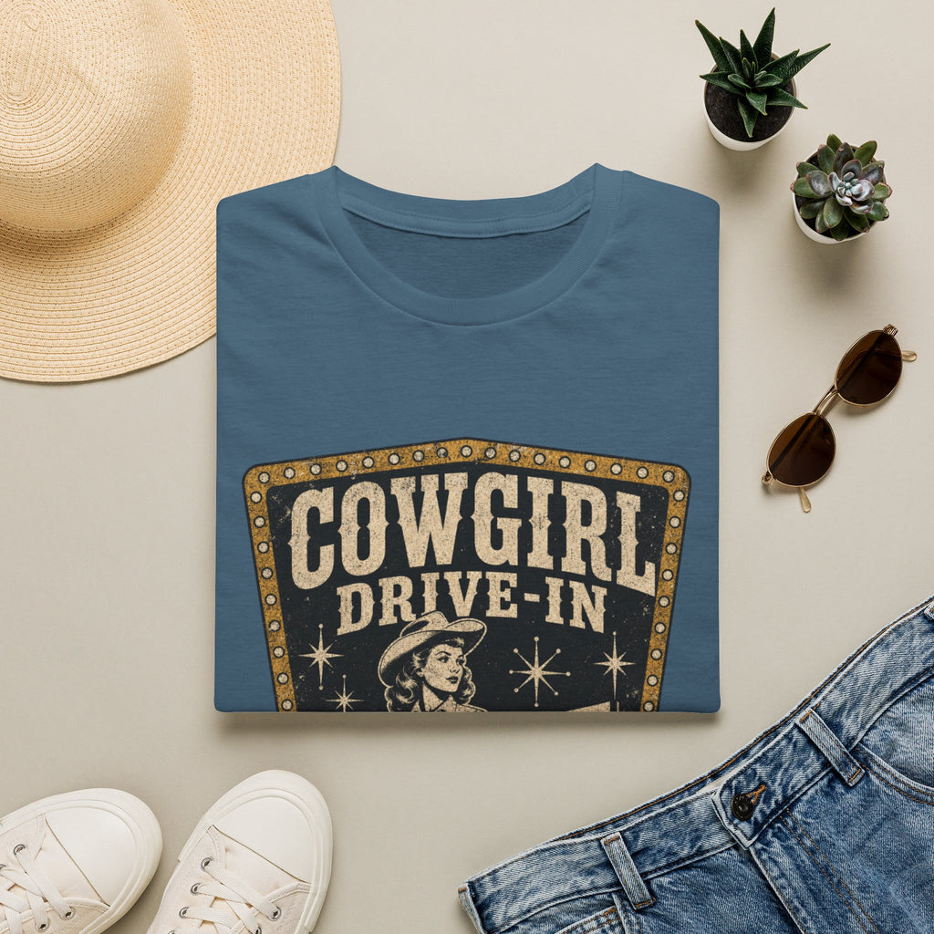 Cowgirl Drive-In Vintage T-Shirt — Retro Western Graphic Tee ("Cowgirl Drive-In Open Since 1955")