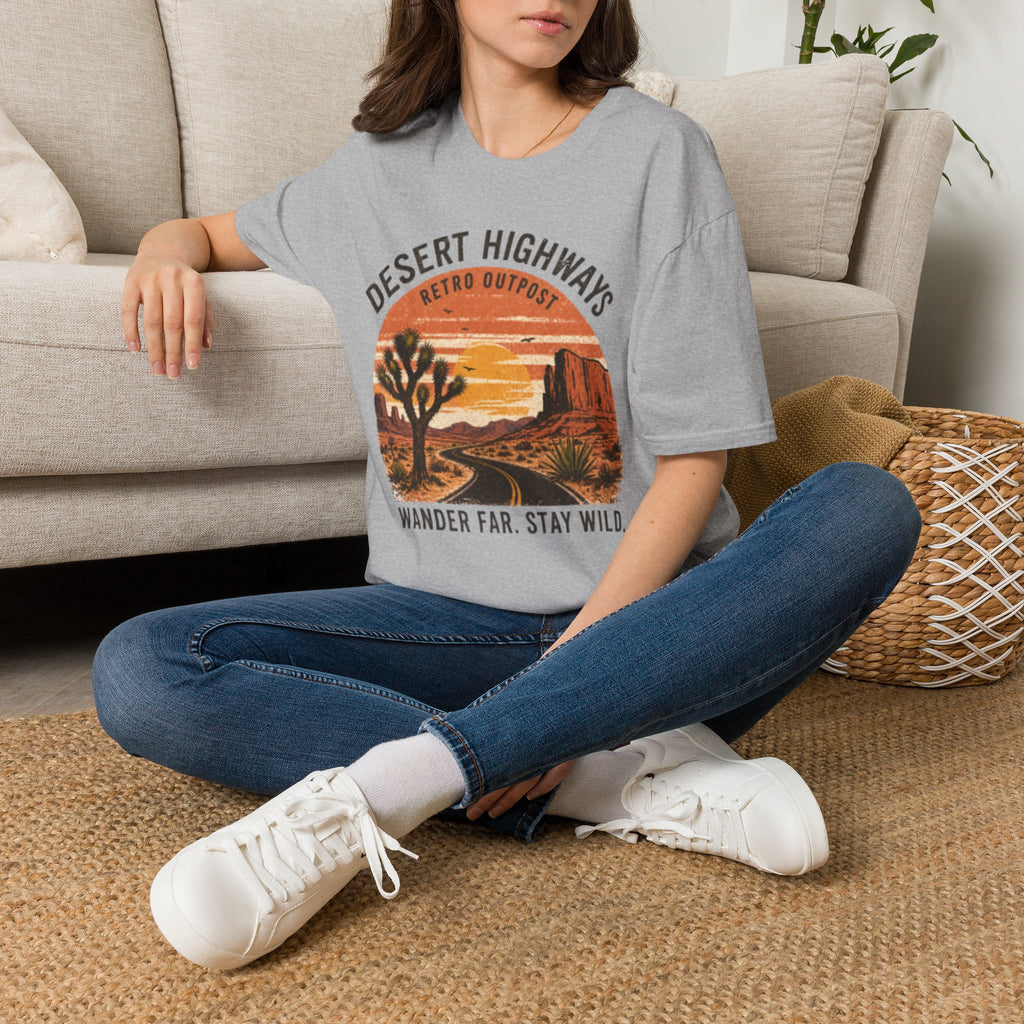 Desert Highways T‑Shirt — Retro Outpost Sunset Graphic Tee