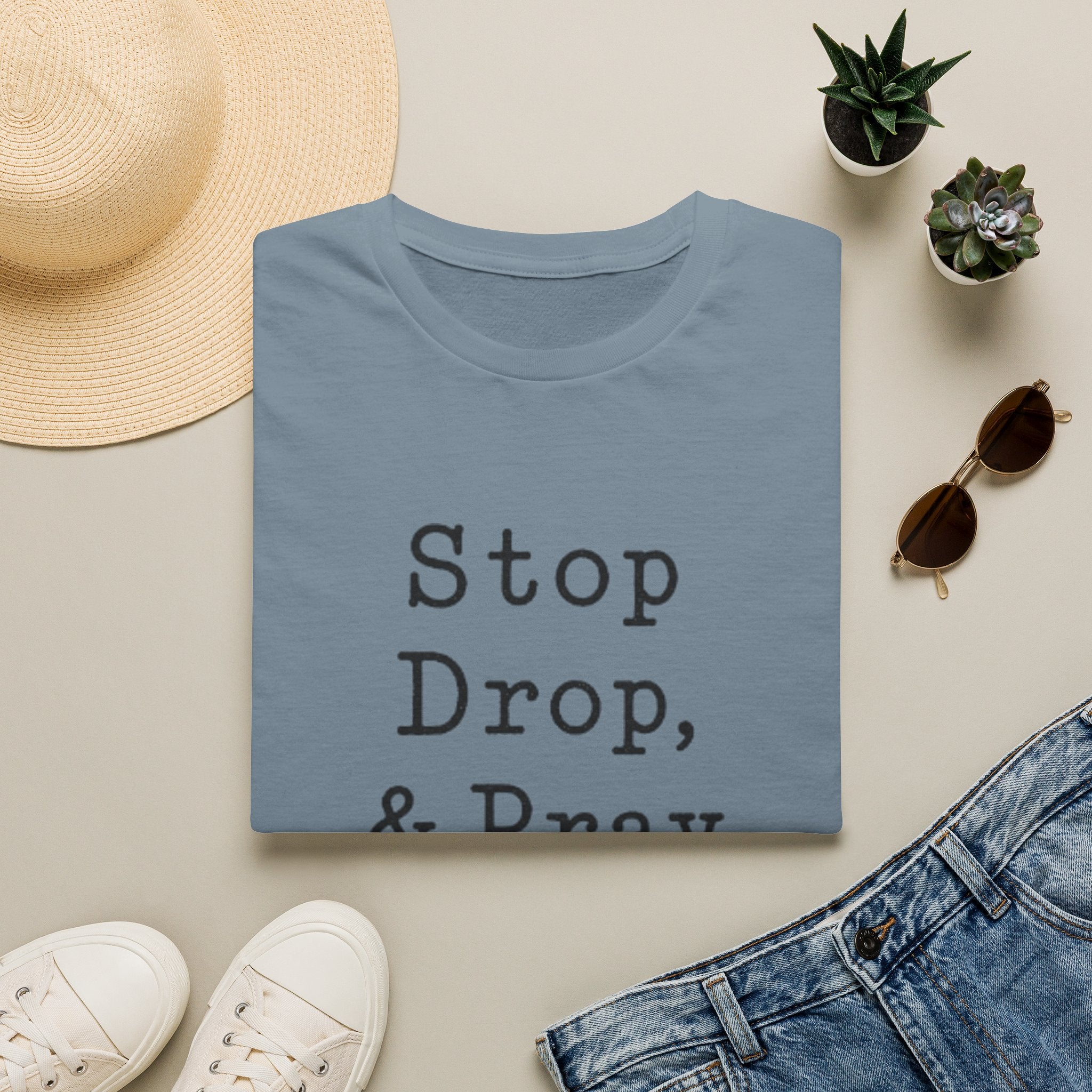 Stop Drop & Pray T‑Shirt — Inspirational Christian Faith Tee