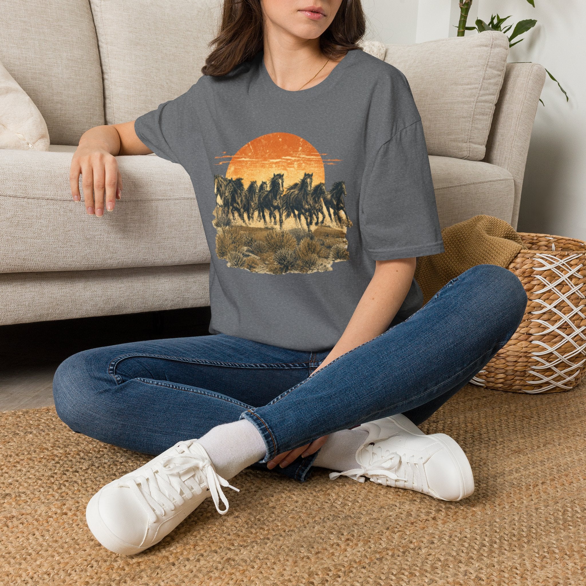 Sunset Mustang T-Shirt — Wild Horse Graphic Tee