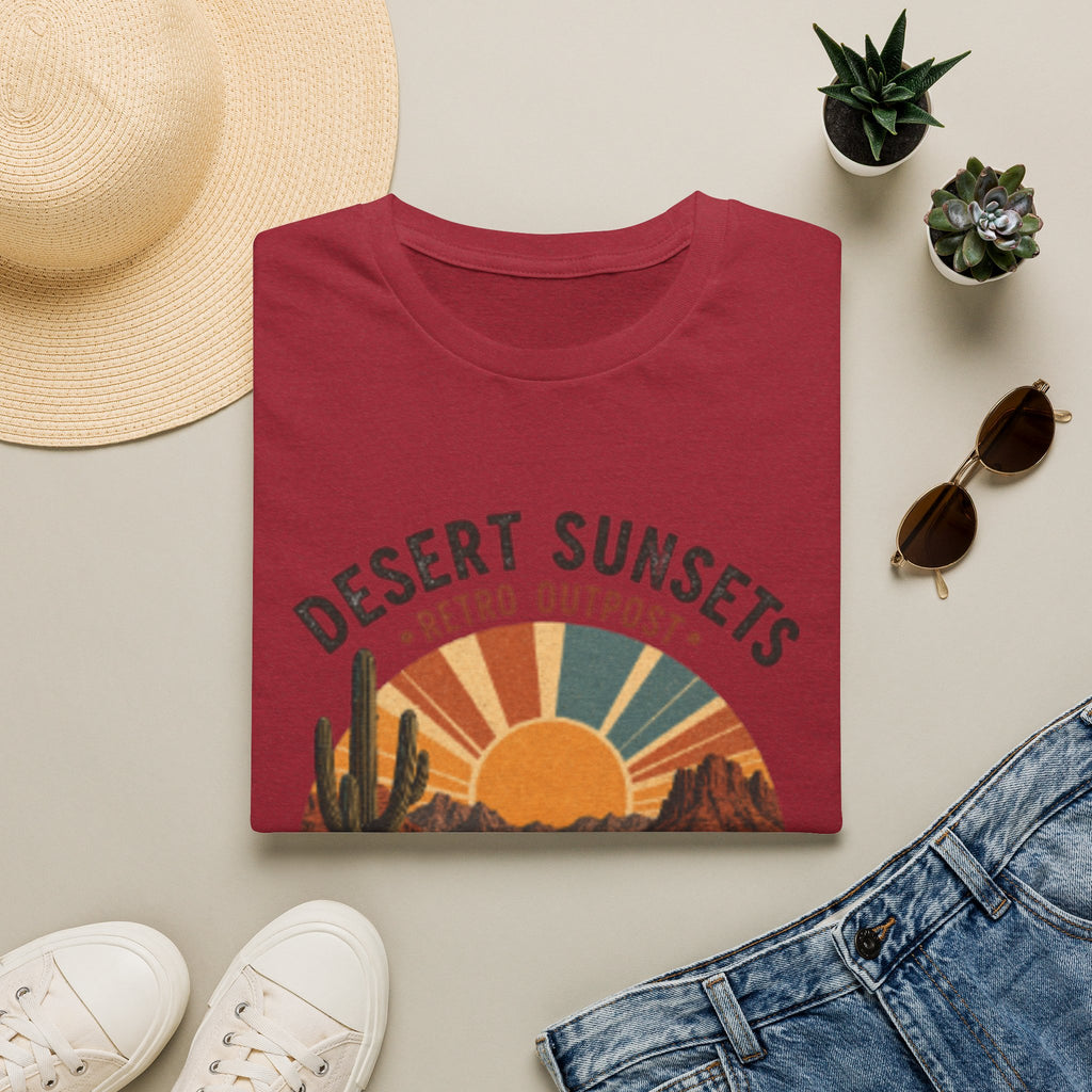 Desert Sunsets T-Shirt — Retro Outpost 'Roam Far • Stay Wild' Graphic Tee