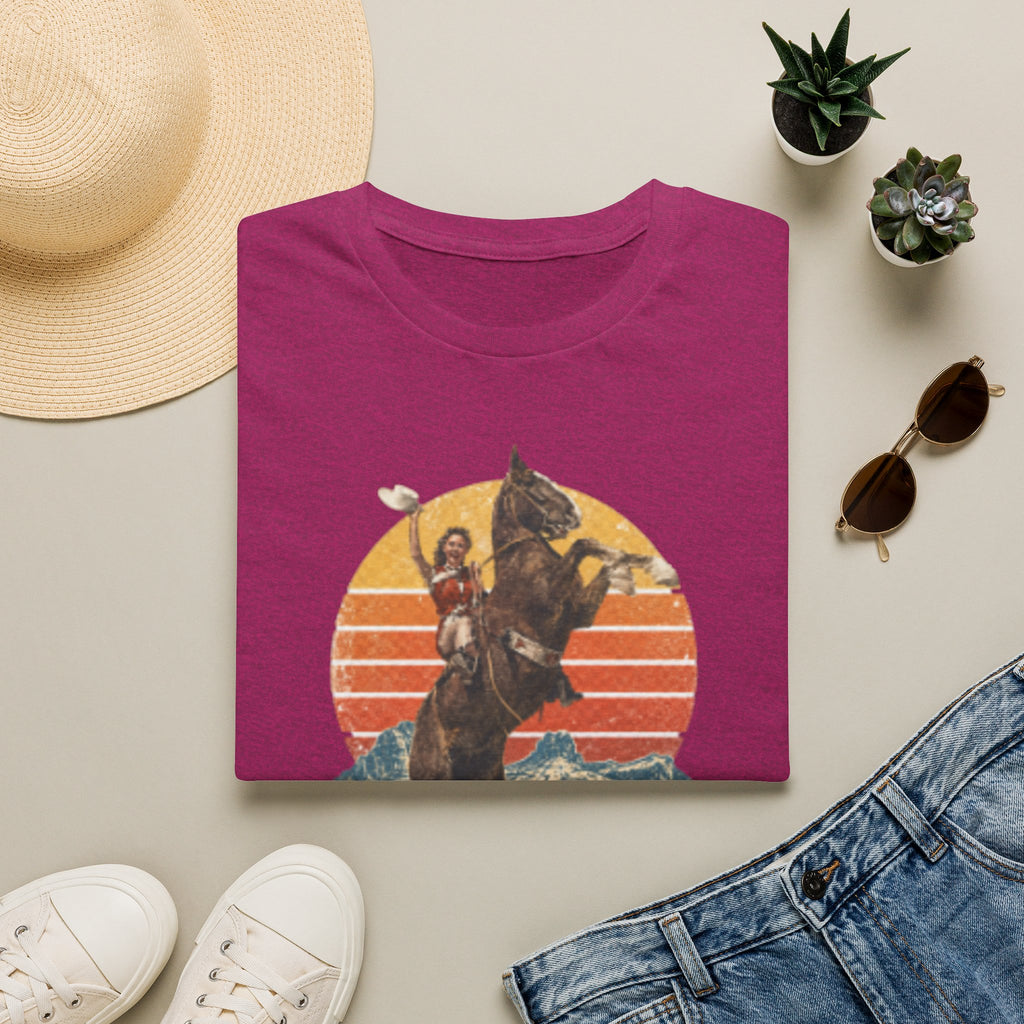 Retro Cowboy Rodeo T-Shirt — Rearing Horse & Rider Graphic