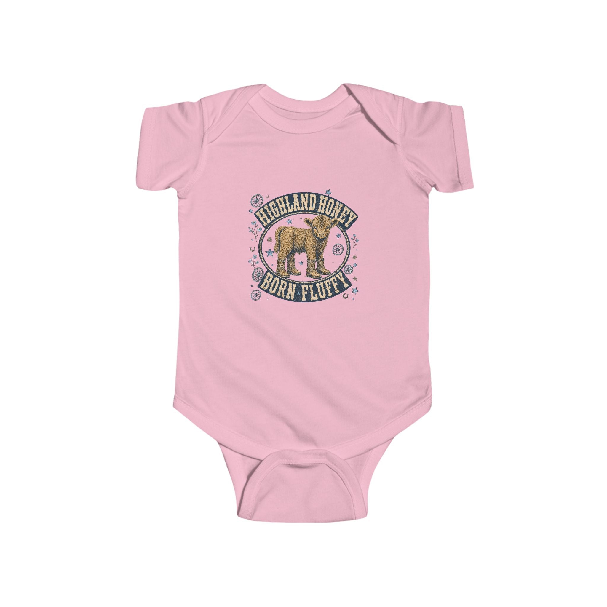 Infant Bodysuit – 'YeeHaw in Training' Western Baby Romper with Highland Heifer Graphic