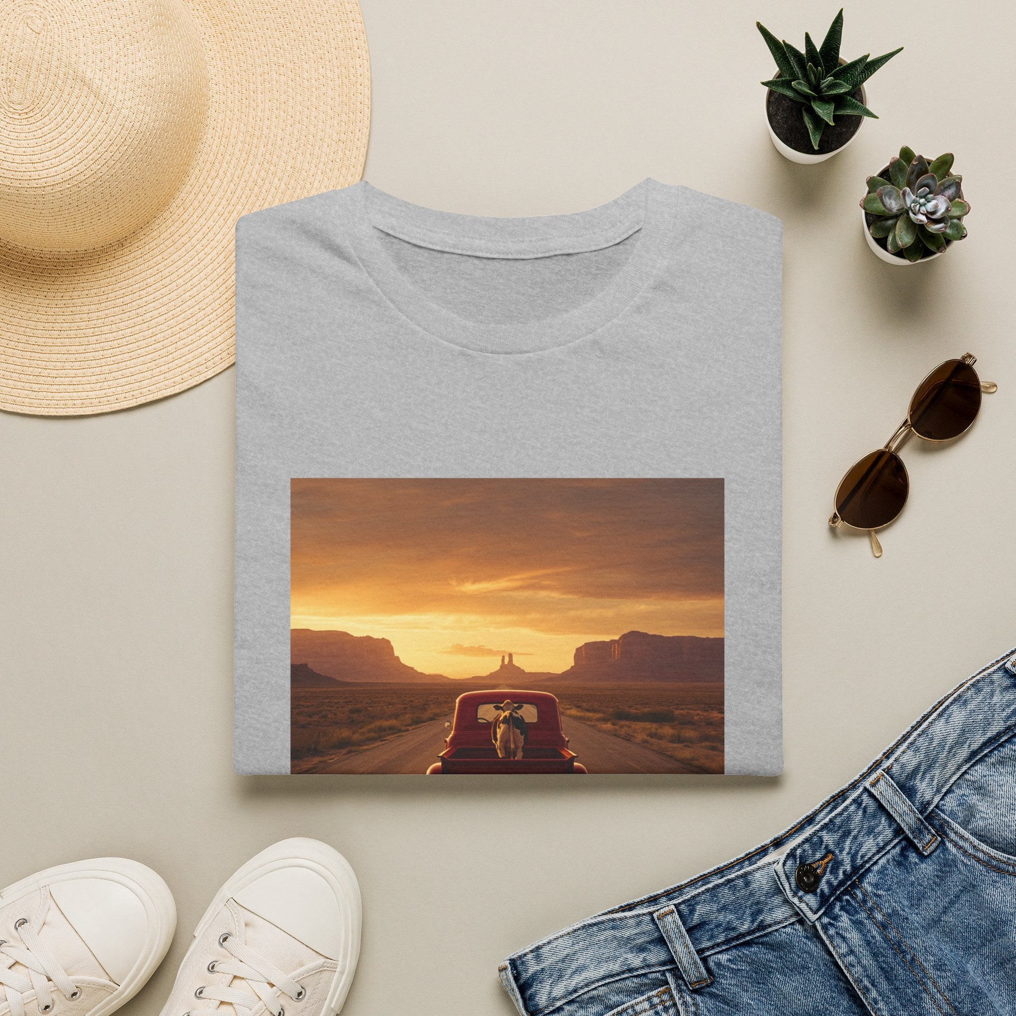 Sunset Road Trip T-Shirt — Retro Car Highway Scenic Tee