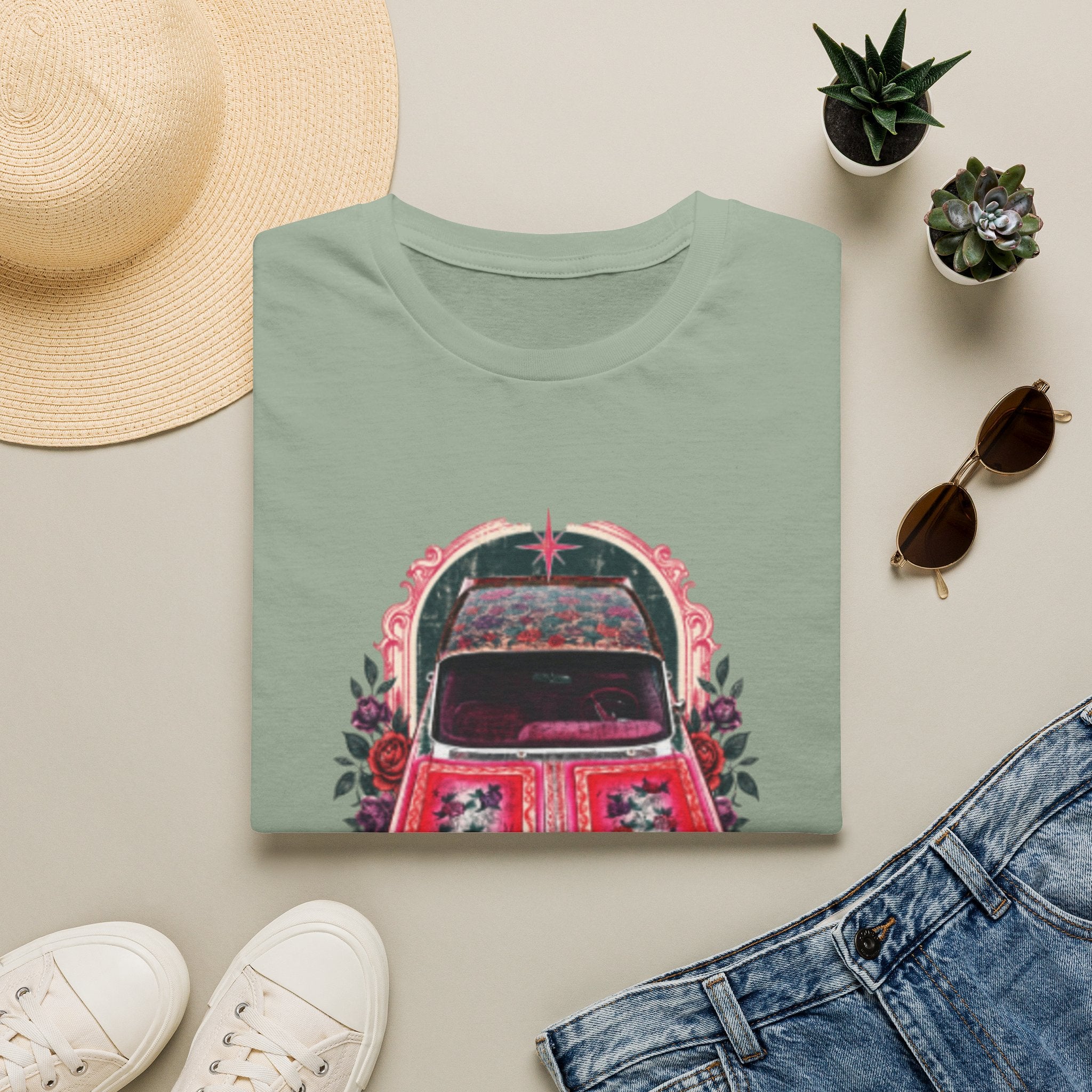 Vintage Floral Beetle T‑Shirt — Retro Flower Car Graphic Tee