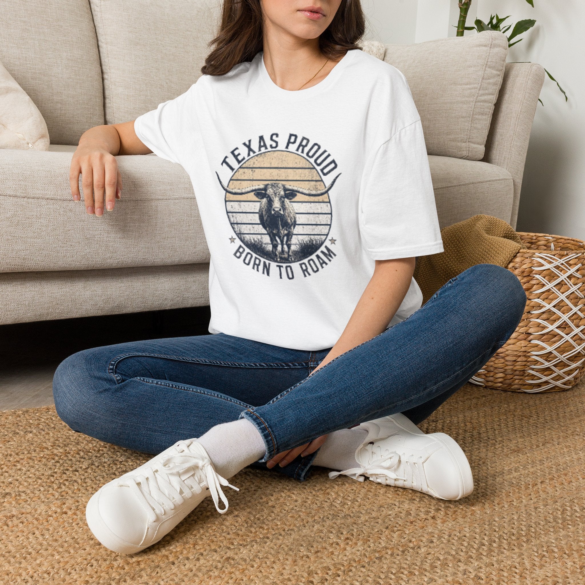 Texas Proud "Born to Roam" T-Shirt — Vintage Longhorn Tee for Texas Lovers