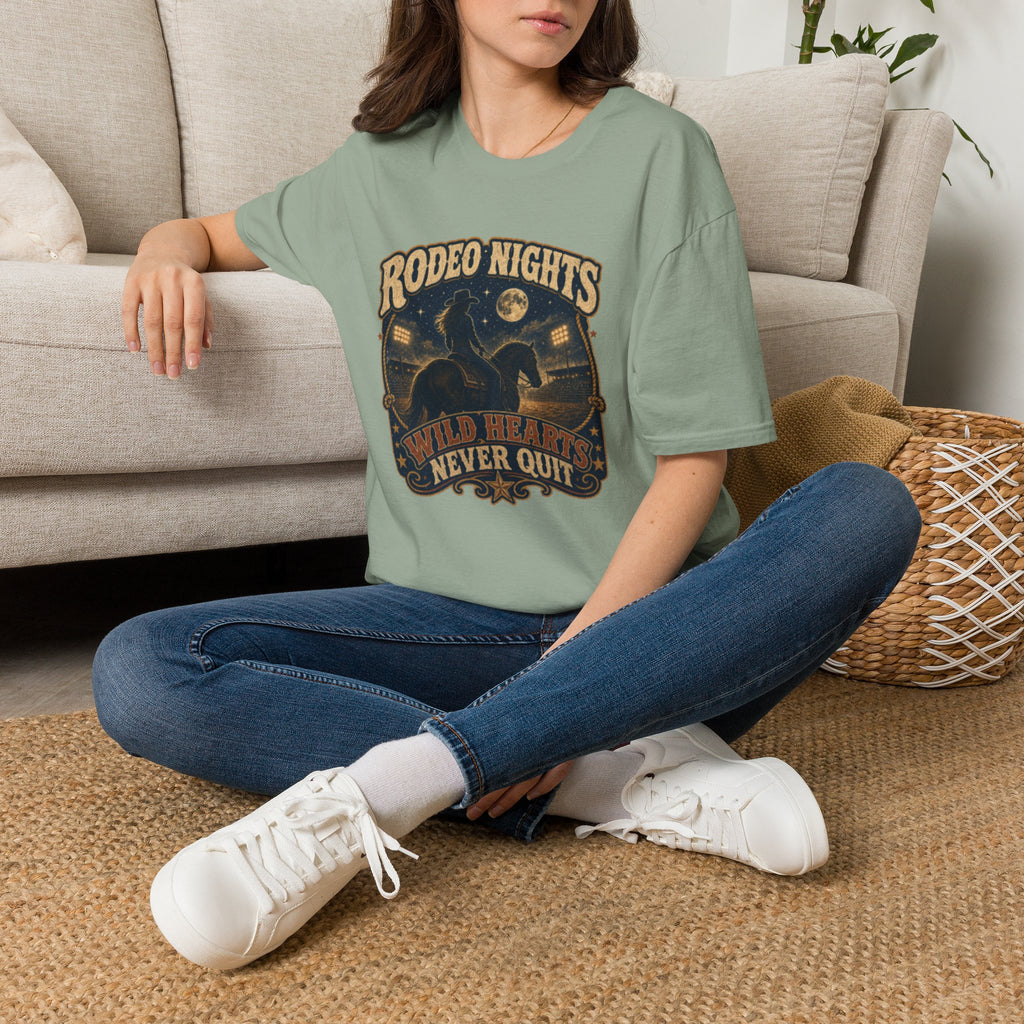 Rodeo Nights T‑Shirt — Wild Hearts Never Quit Western Graphic Tee