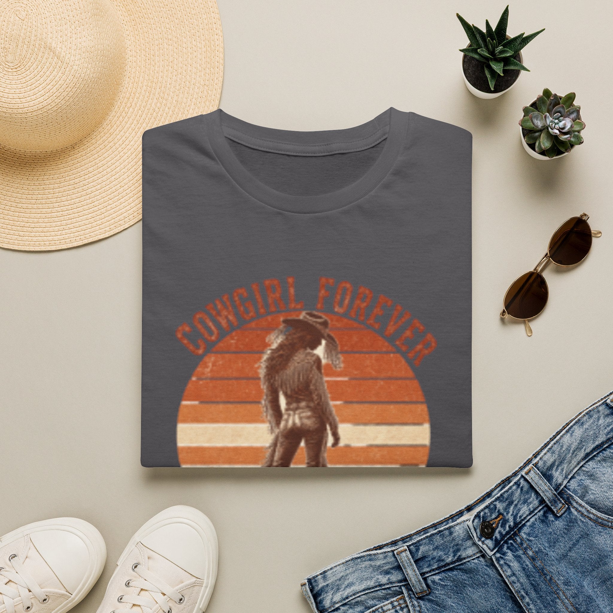 Cowgirl Forever T‑Shirt — Retro Sunset Western Graphic Tee