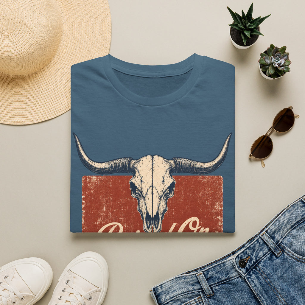 Raised On SOS Country T‑Shirt — Vintage Steer Skull Western Tee