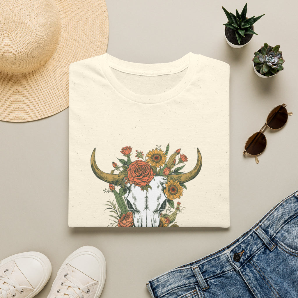 Floral Bull Skull T-Shirt — Boho Western Graphic Tee