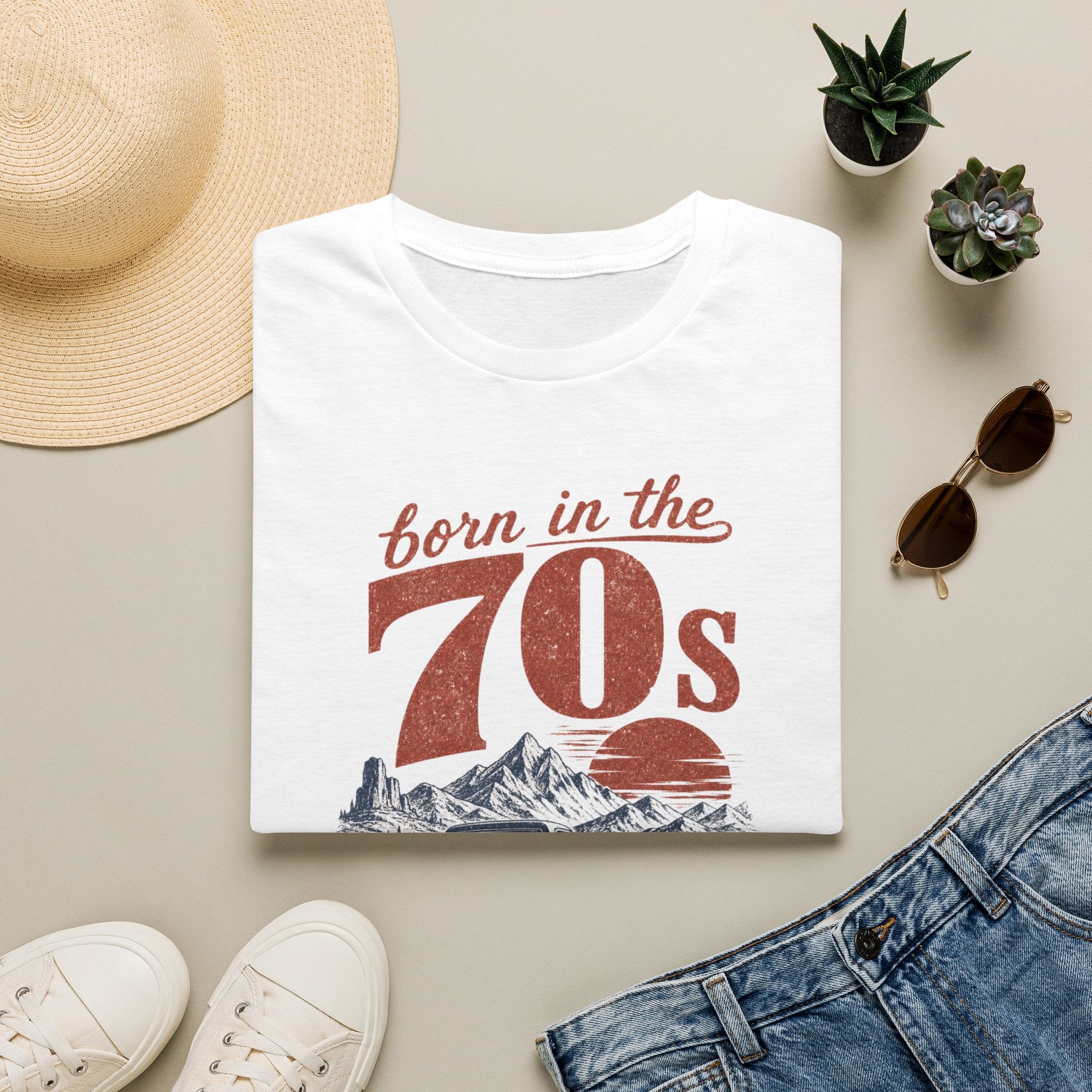 Born in the 70s T-Shirt — Retro 1970s Vintage Sunset Tee