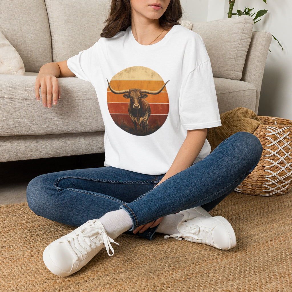 Longhorn Bull Retro Sunset T-Shirt