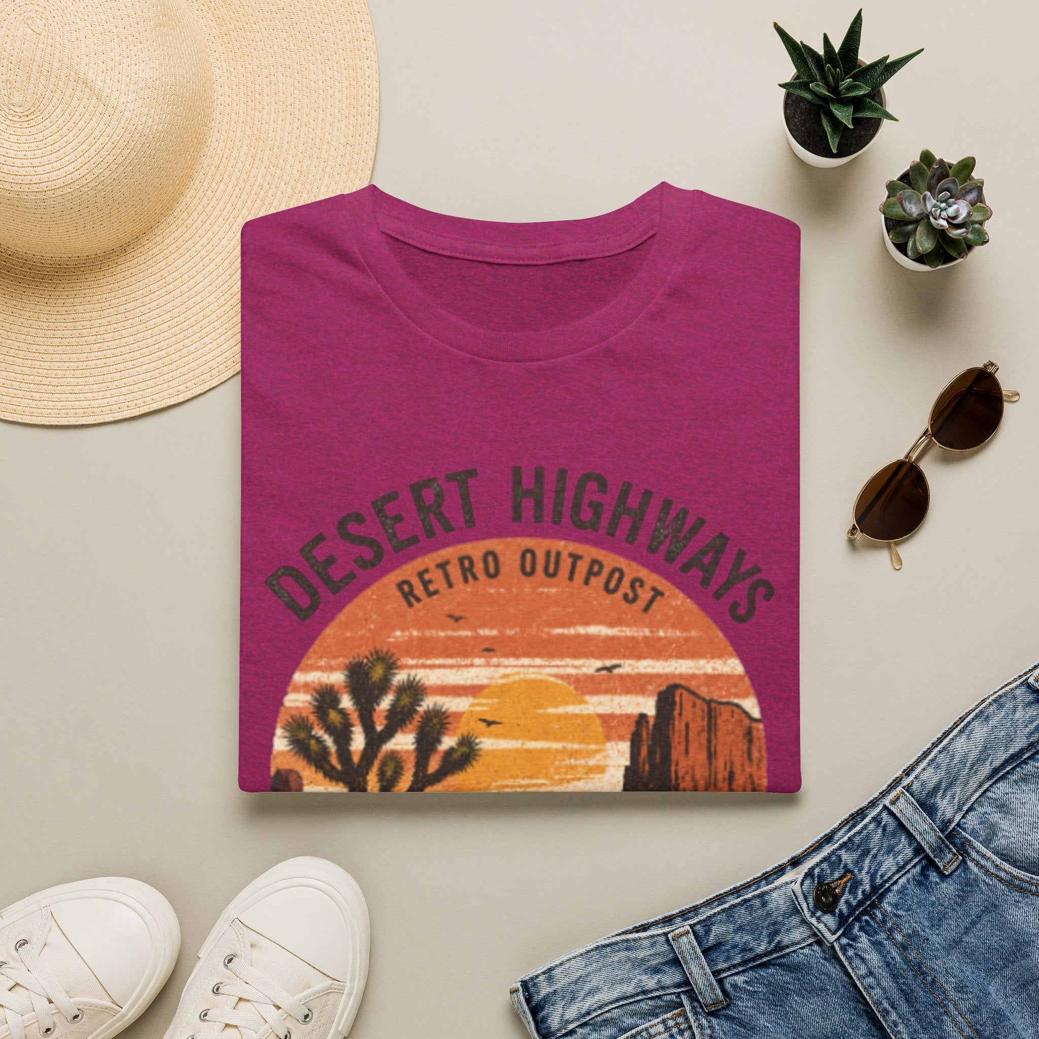 Desert Highways T‑Shirt — Retro Outpost Sunset Graphic Tee