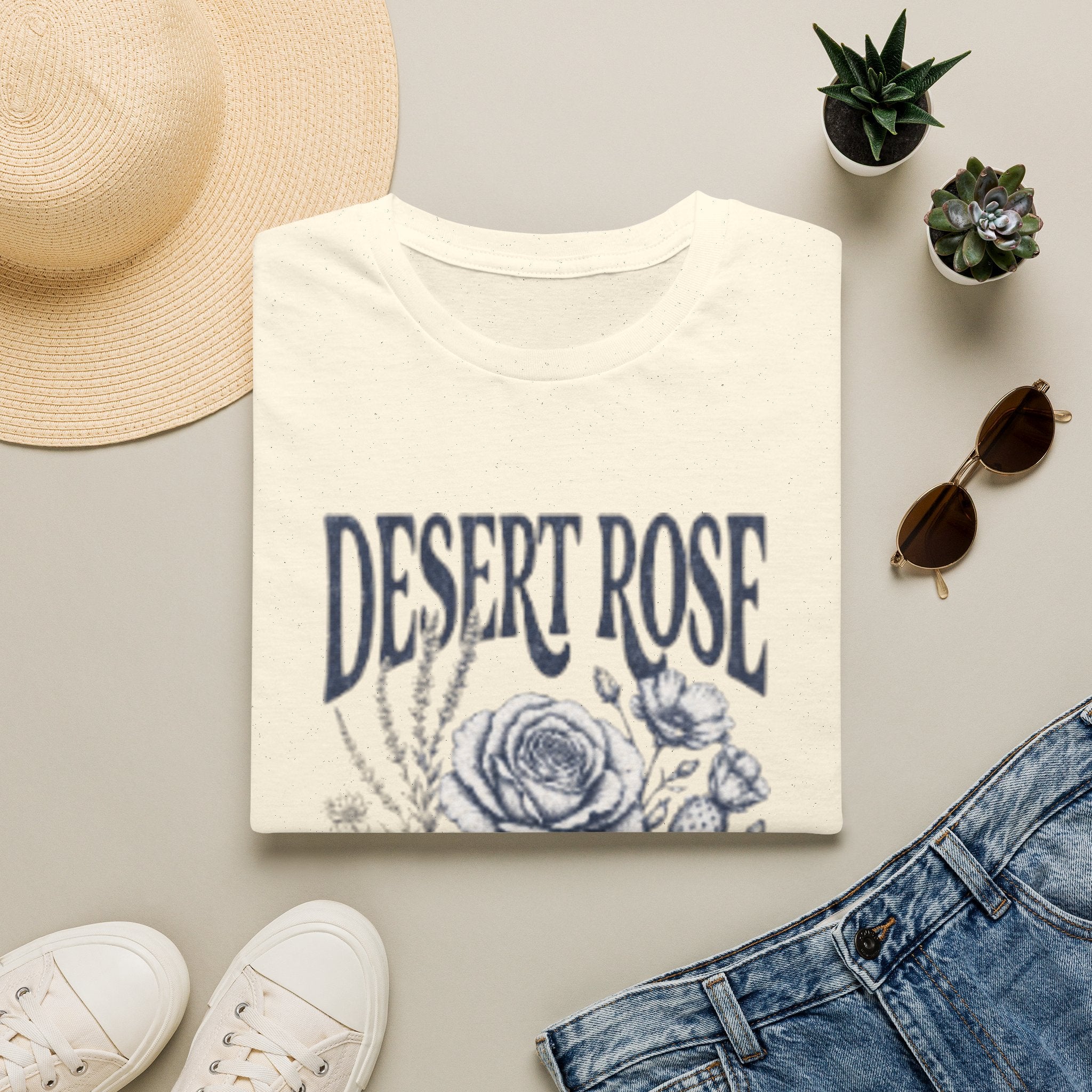 Desert Rose T-Shirt — "She Blooms in the Hardest Ground" Floral Graphic Tee