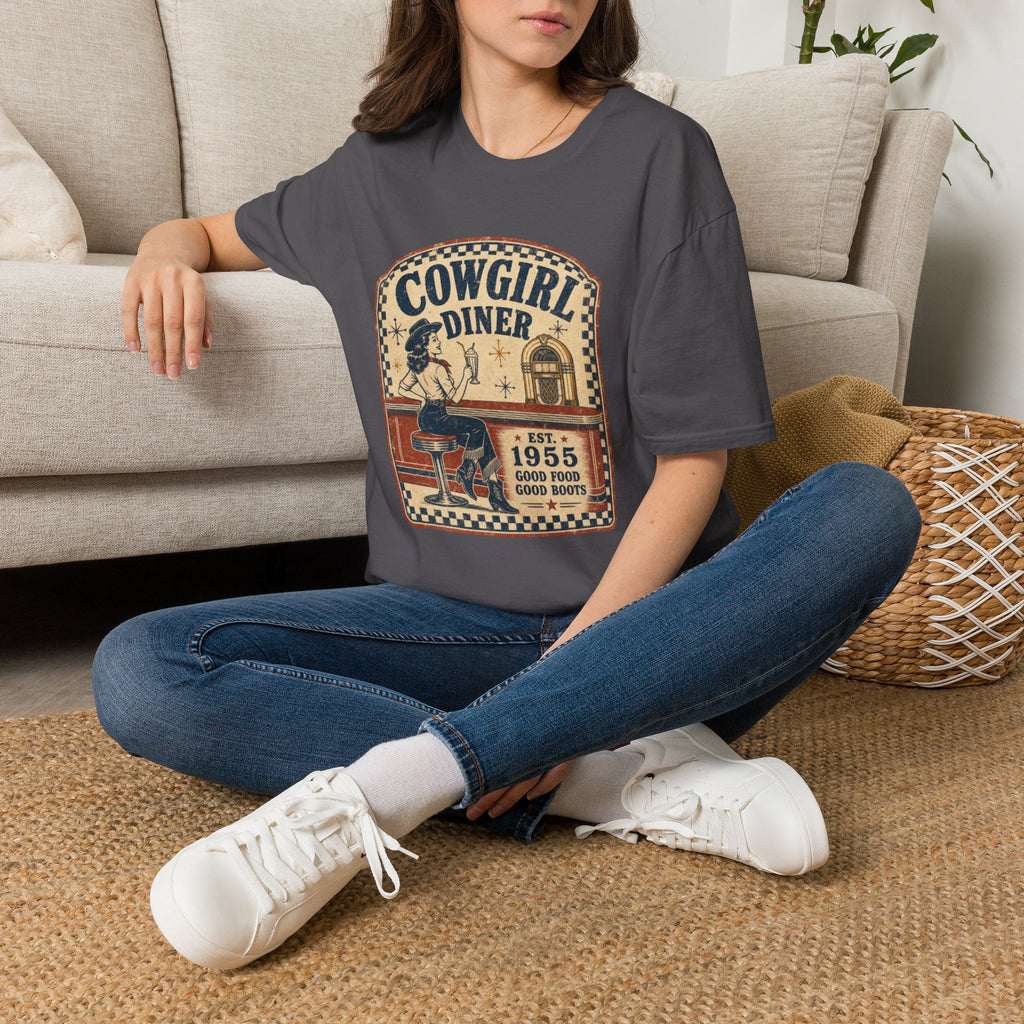 Cowgirl Diner Vintage Tee — Retro Western 'Cowgirl Diner' Graphic T-Shirt