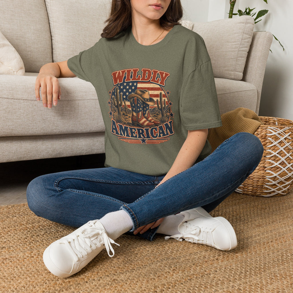 Wildly American T-Shirt — Vintage Cowboy Flag Graphic