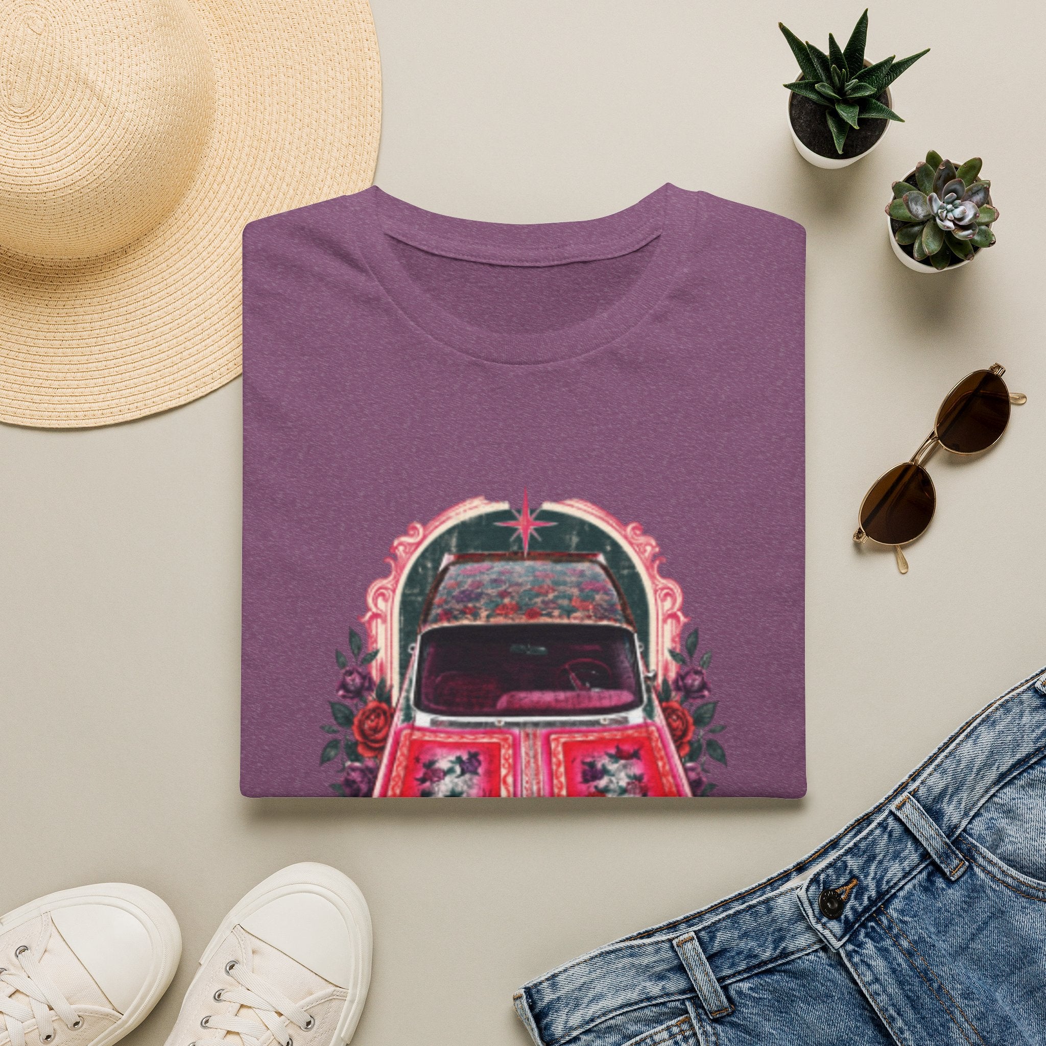 Vintage Floral Beetle T‑Shirt — Retro Flower Car Graphic Tee
