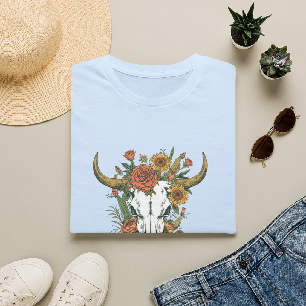 Floral Bull Skull T-Shirt — Boho Western Graphic Tee