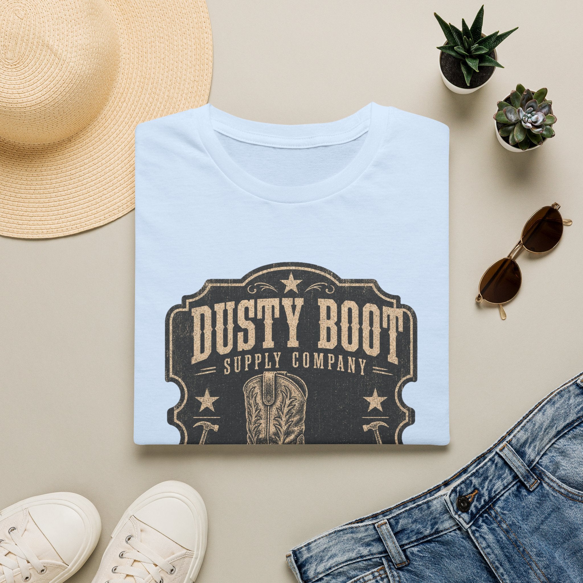 Dusty Boot Supply Company Vintage Western T‑Shirt — Cowboy Boot Graphic Tee