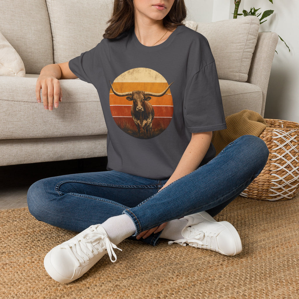 Longhorn Bull Retro Sunset T-Shirt