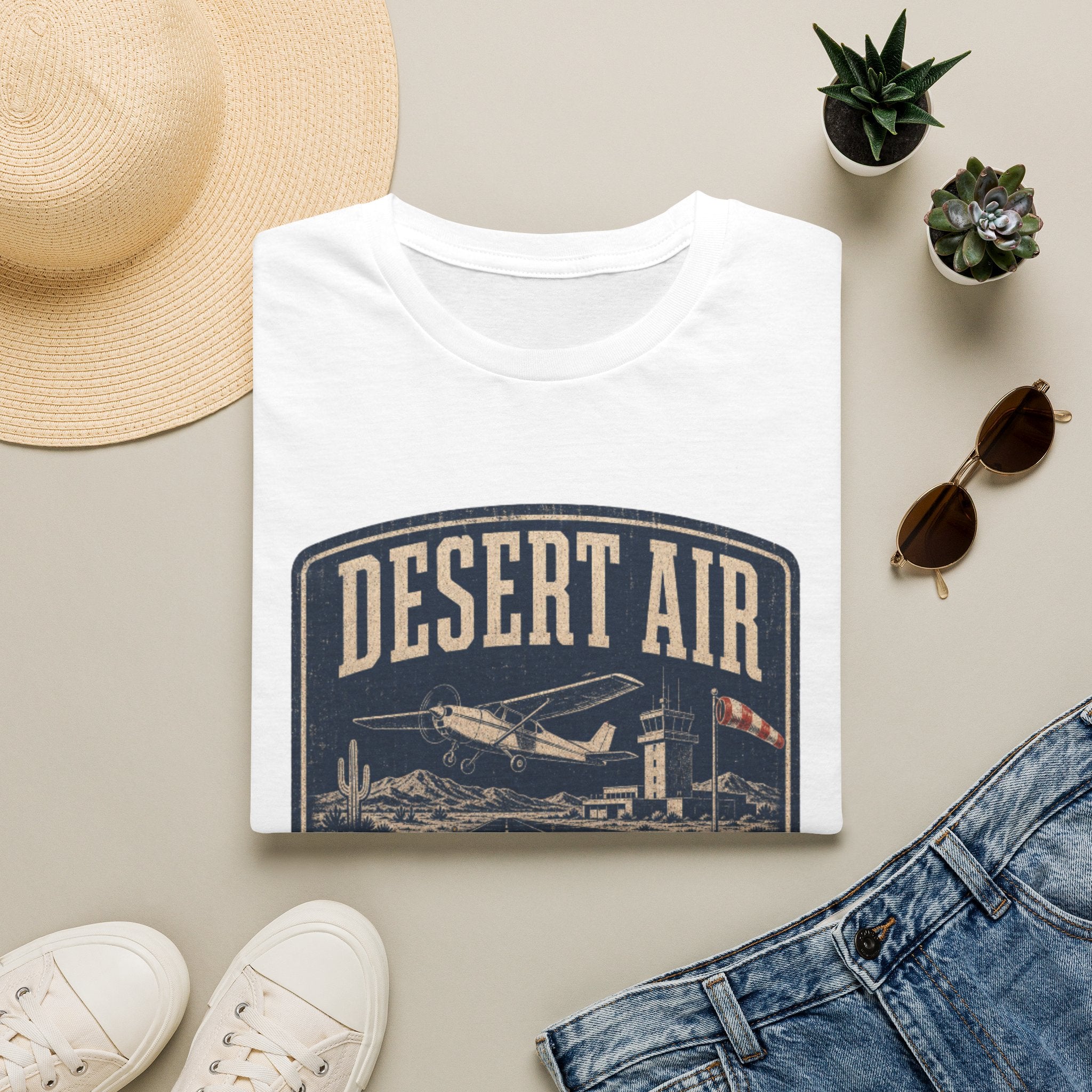 Desert Air Vintage Aviation T-Shirt — "Cleared for Takeoff" Plane Tee