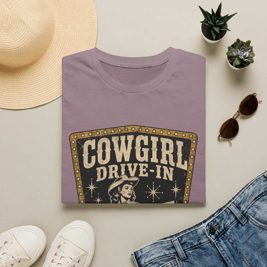 Cowgirl Drive-In Vintage T-Shirt — Retro Western Graphic Tee ("Cowgirl Drive-In Open Since 1955")