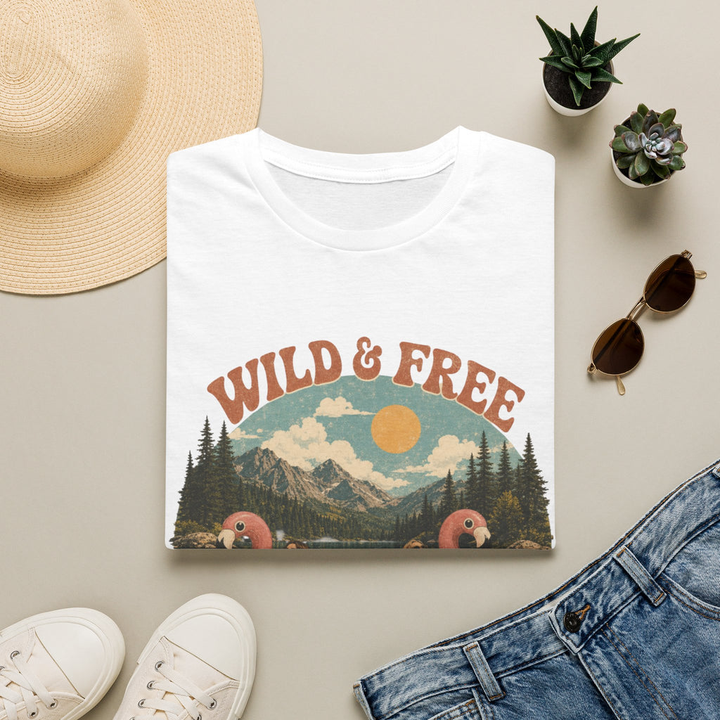 Wild & Free Vintage Nature T-Shirt — Flamingo Mountain Scenic Tee
