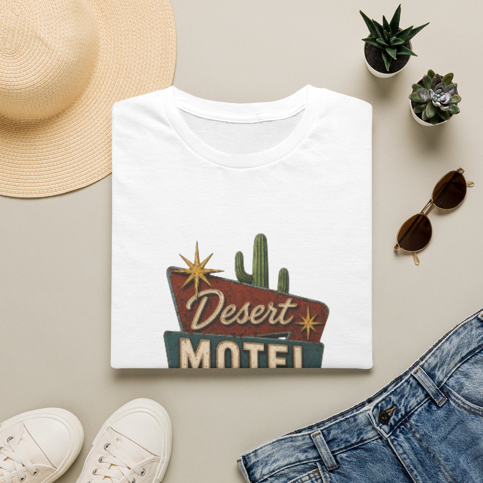Desert Motel T‑Shirt — Retro Route 66 Desert Sign Tee