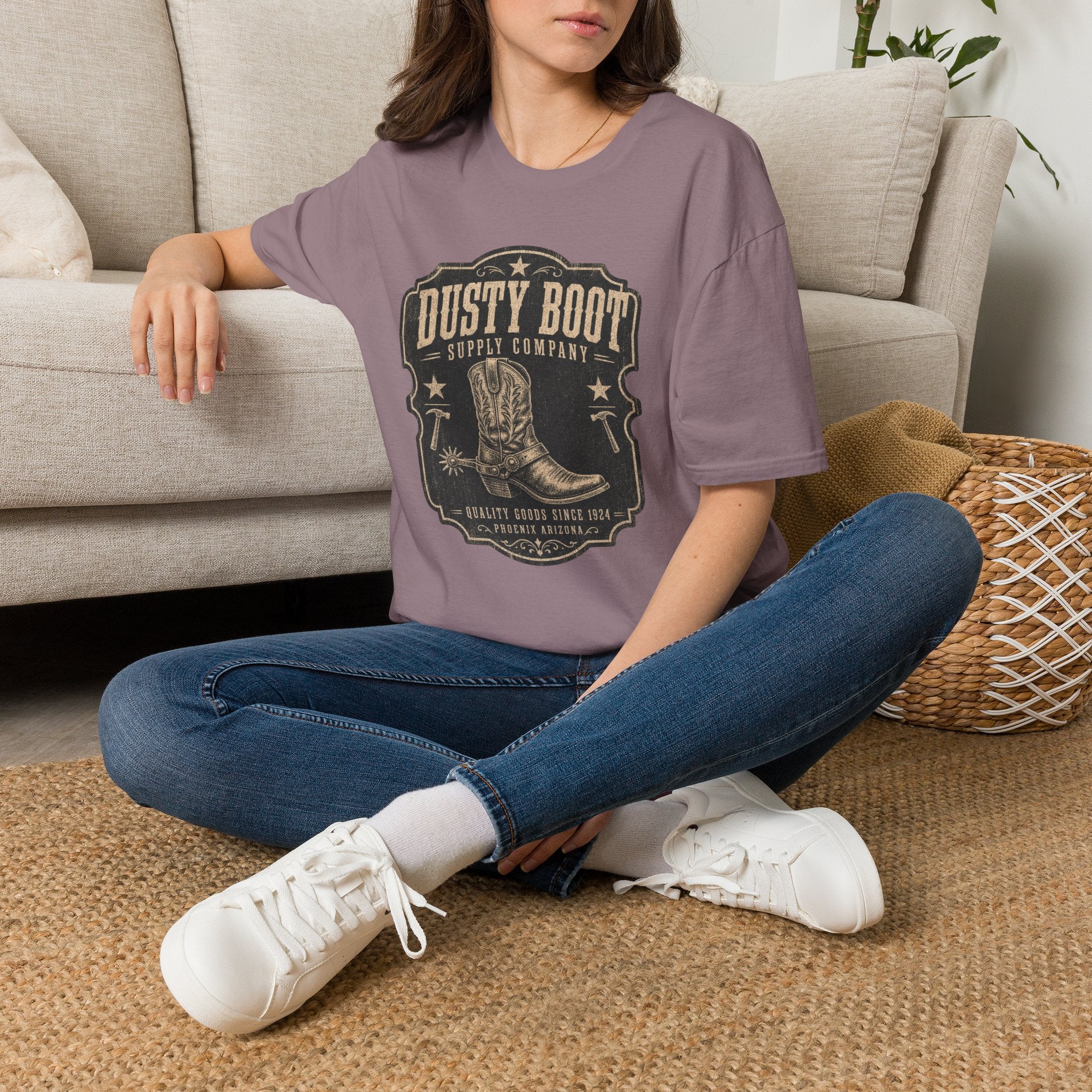 Dusty Boot Supply Company Vintage Western T‑Shirt — Cowboy Boot Graphic Tee