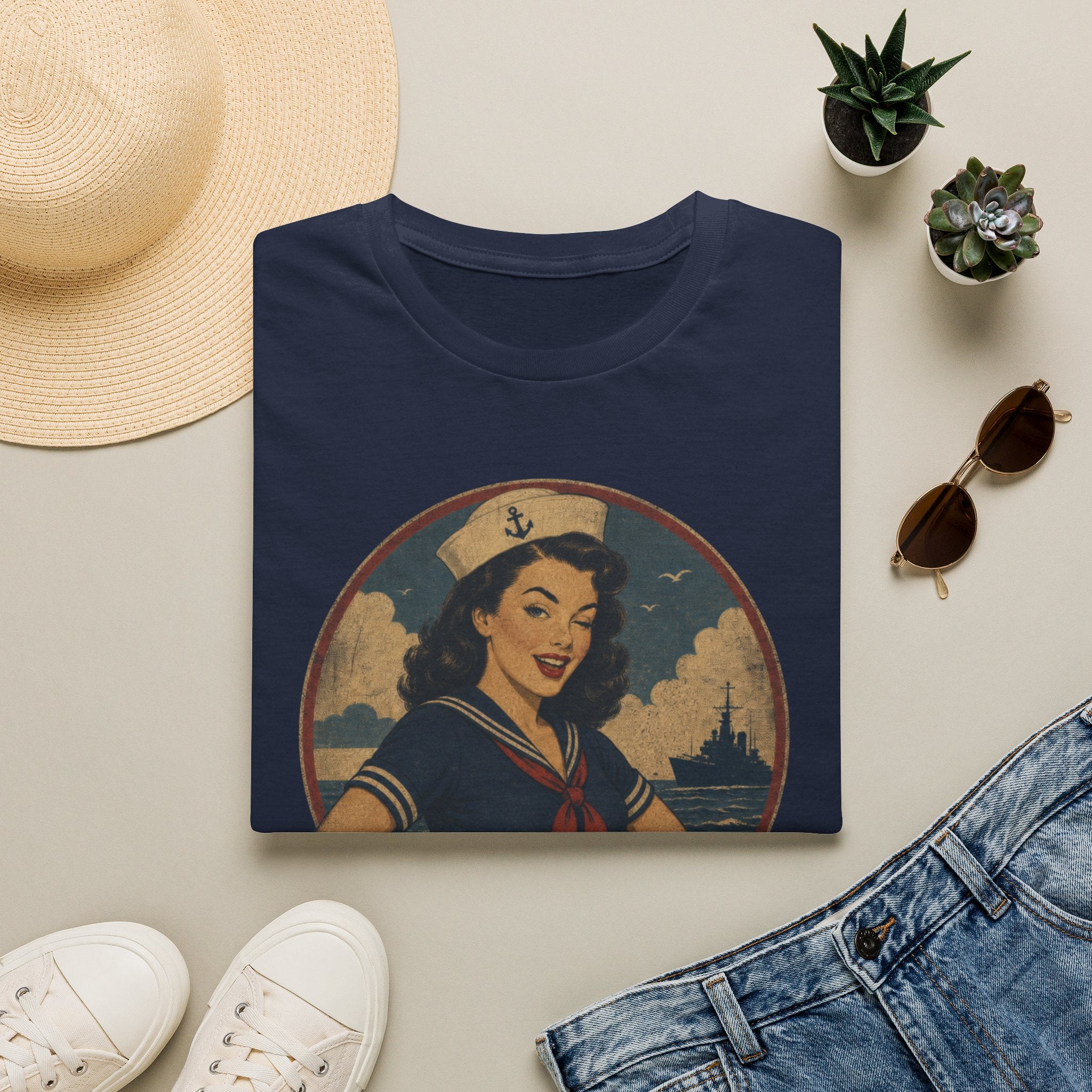 Vintage Sailor Girl T-Shirt — “Swearing Like a Sailor” Retro Tee