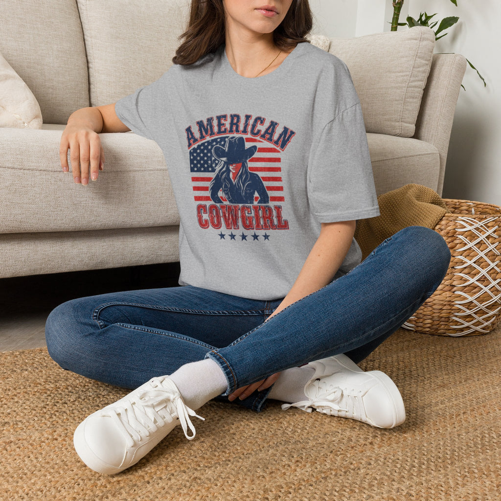 American Cowgirl T-Shirt — Vintage Flag Western Tee