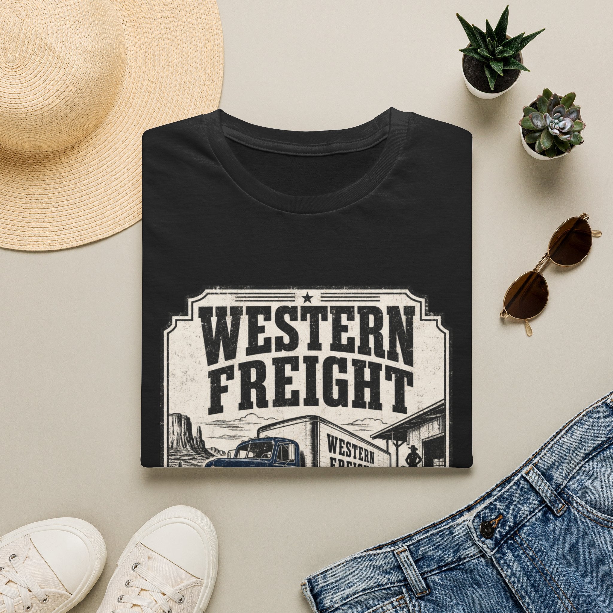 Western Freight Vintage Truck T-Shirt — 'Delivered Rain or Shine' Route 66 Tee