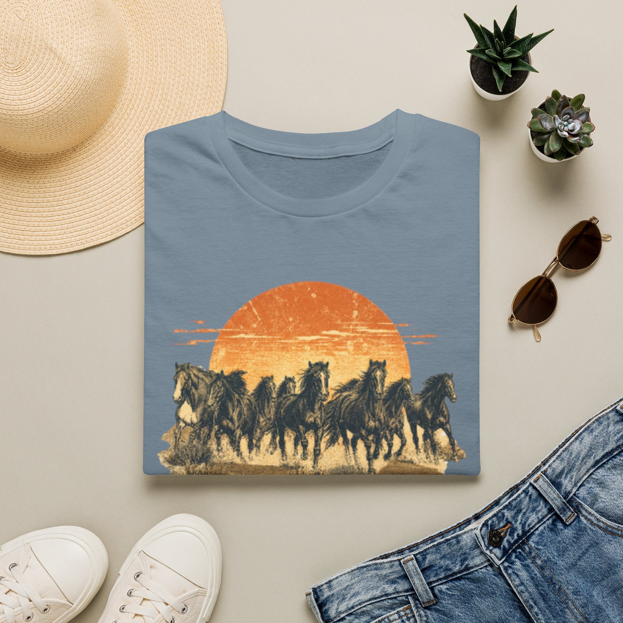 Sunset Mustang T-Shirt — Wild Horse Graphic Tee