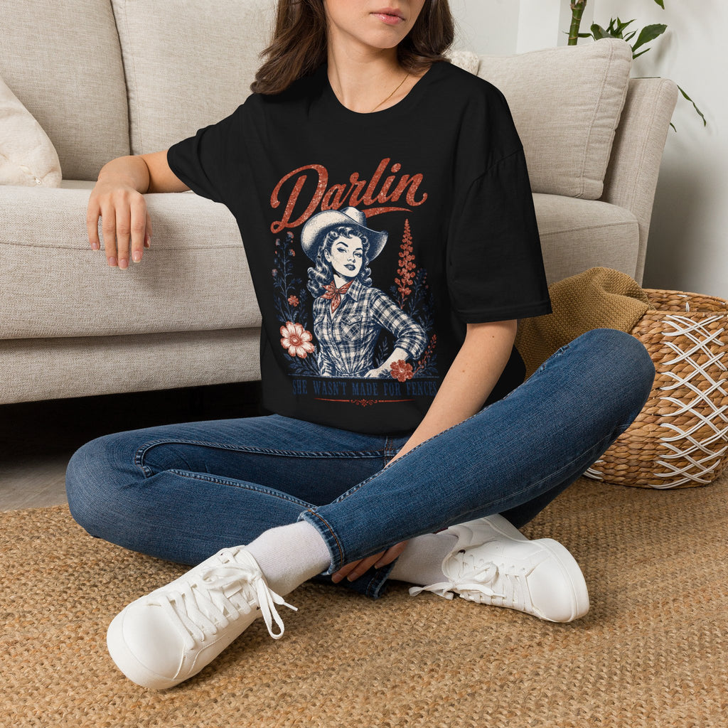 Darlin' Cowgirl T‑Shirt — Retro Western Graphic Tee ('Darlin' text)