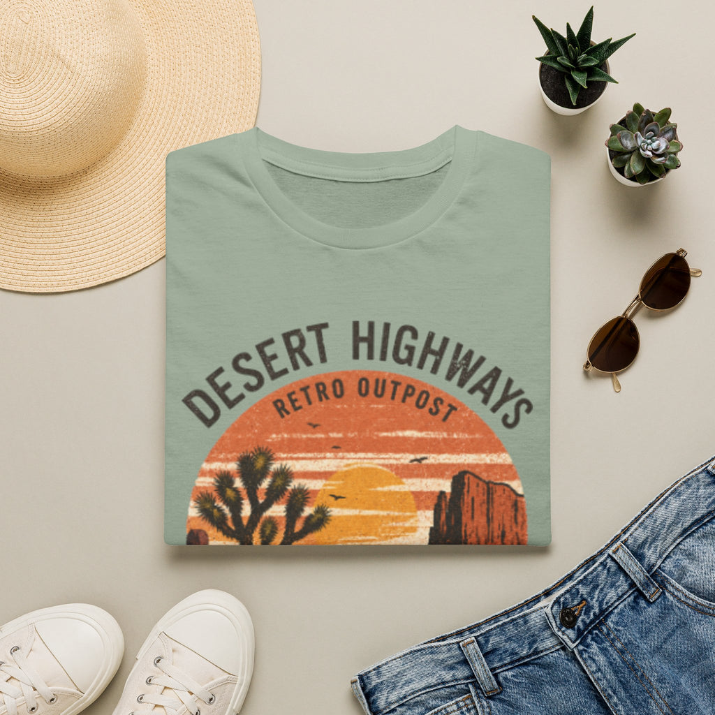 Desert Highways T‑Shirt — Retro Outpost Sunset Graphic Tee